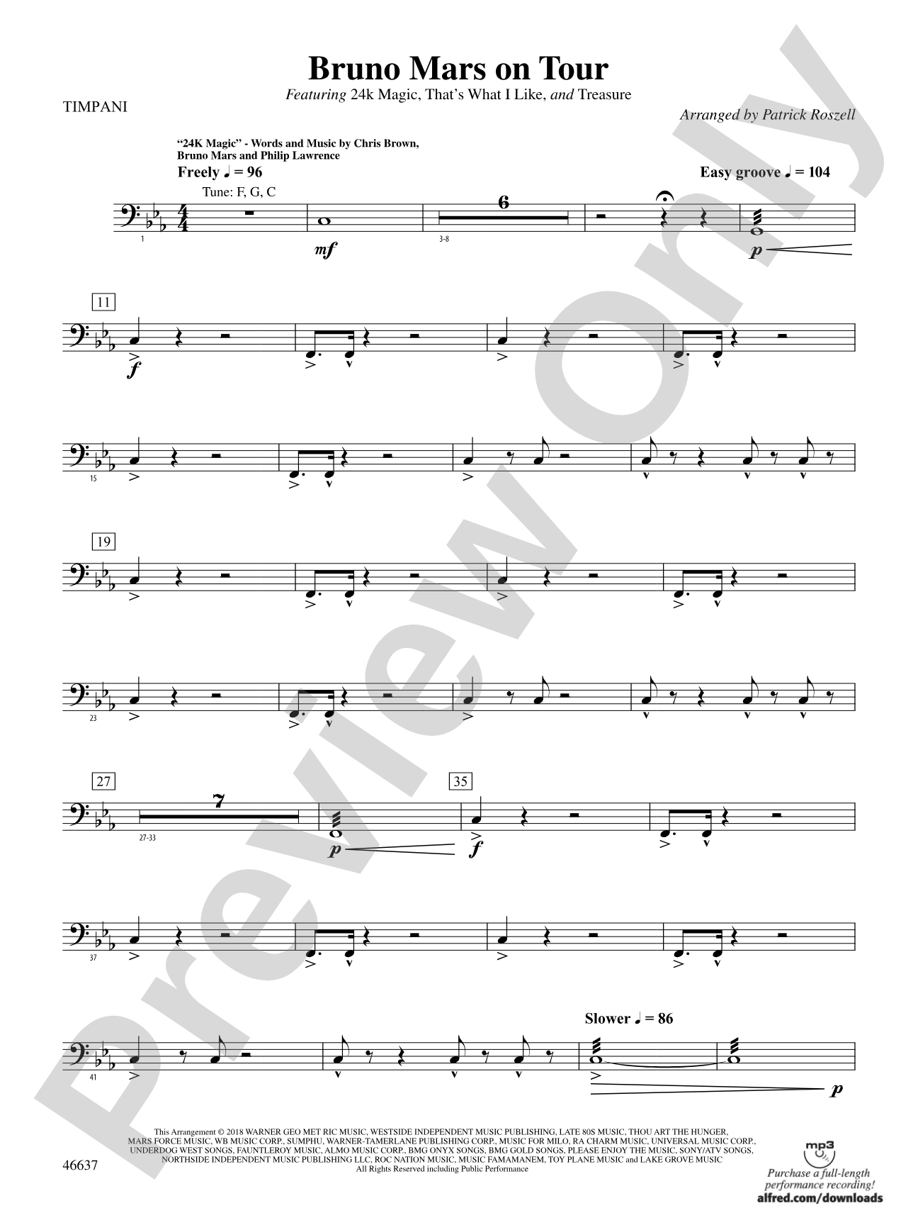 Bruno Mars on Tour: Timpani