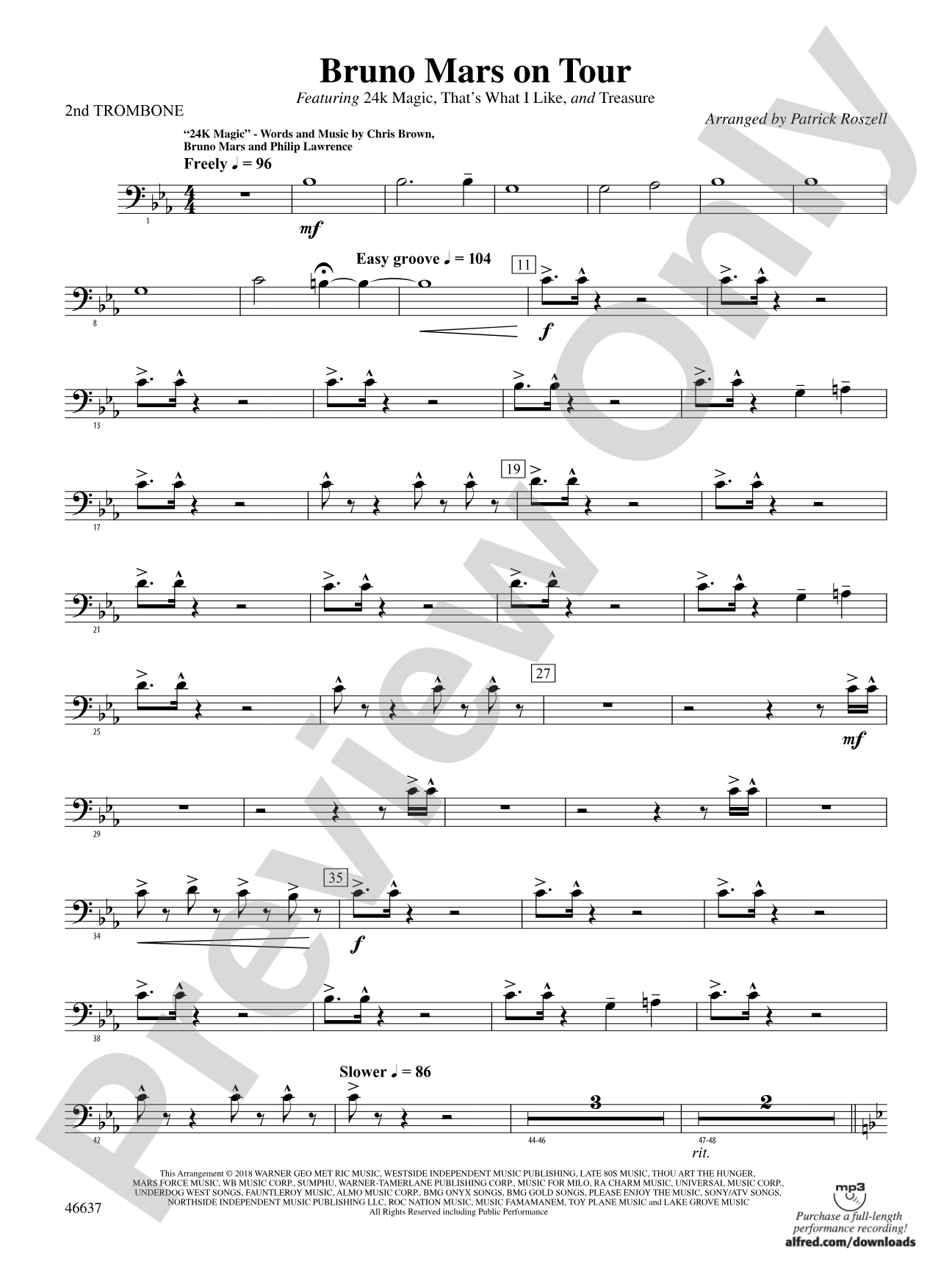 Bruno Mars on Tour: 2nd Trombone