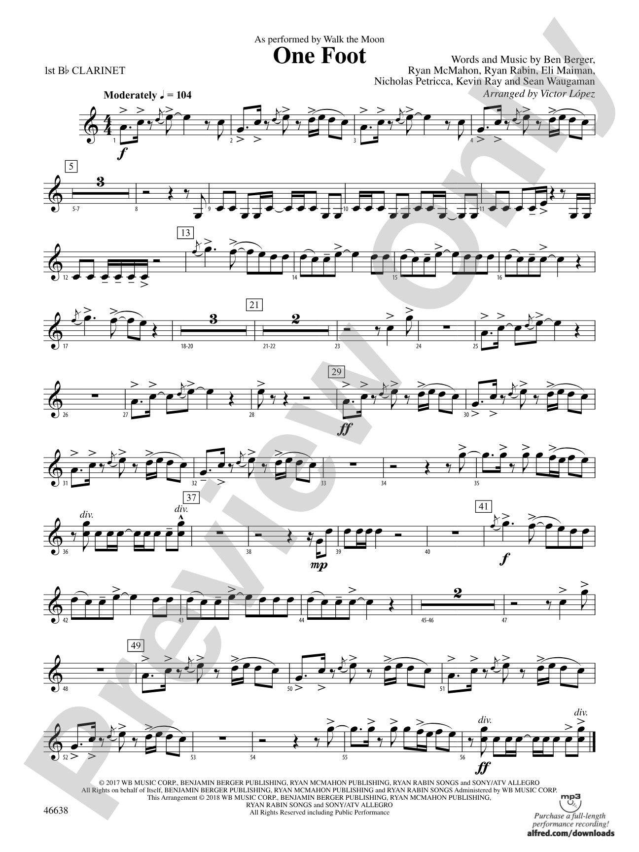 One Foot: 1st B-flat Clarinet