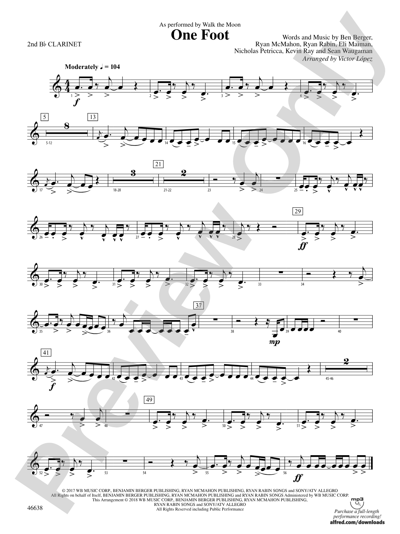 One Foot: 2nd B-flat Clarinet