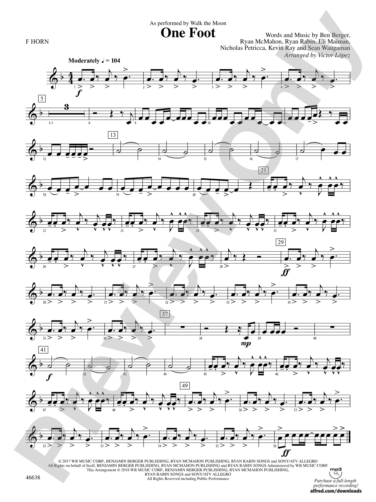 One Foot: 1st F Horn
