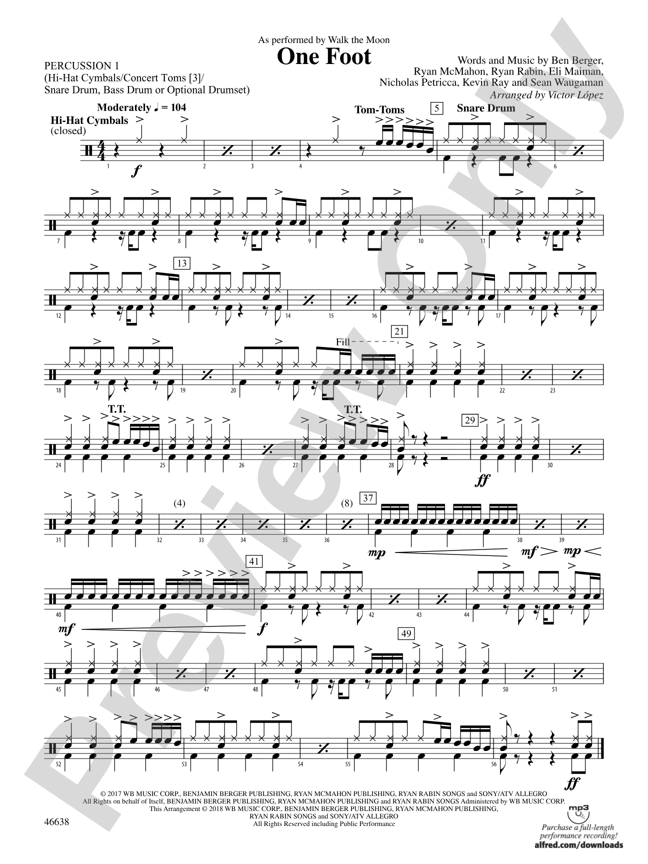 One Foot: 1st Percussion