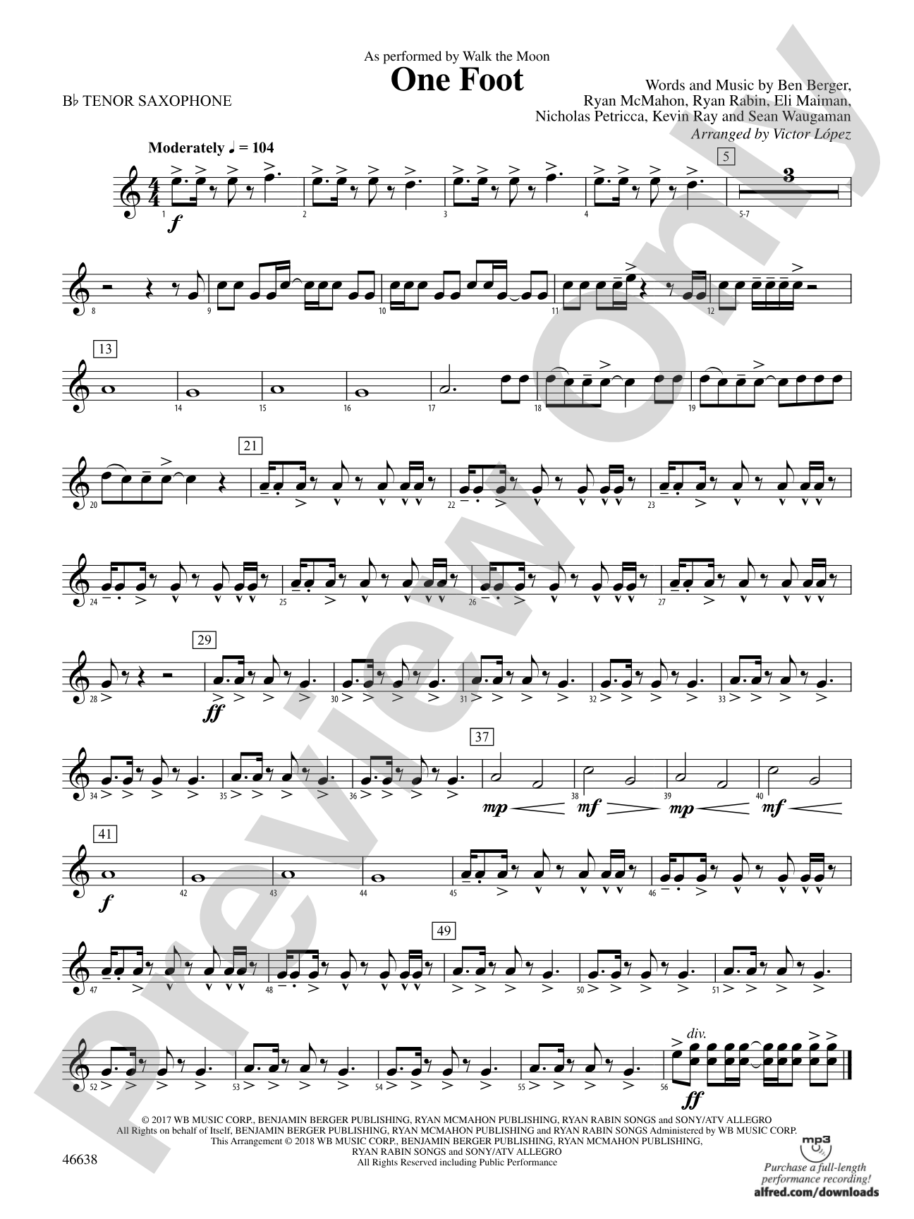 One Foot: B-flat Tenor Saxophone