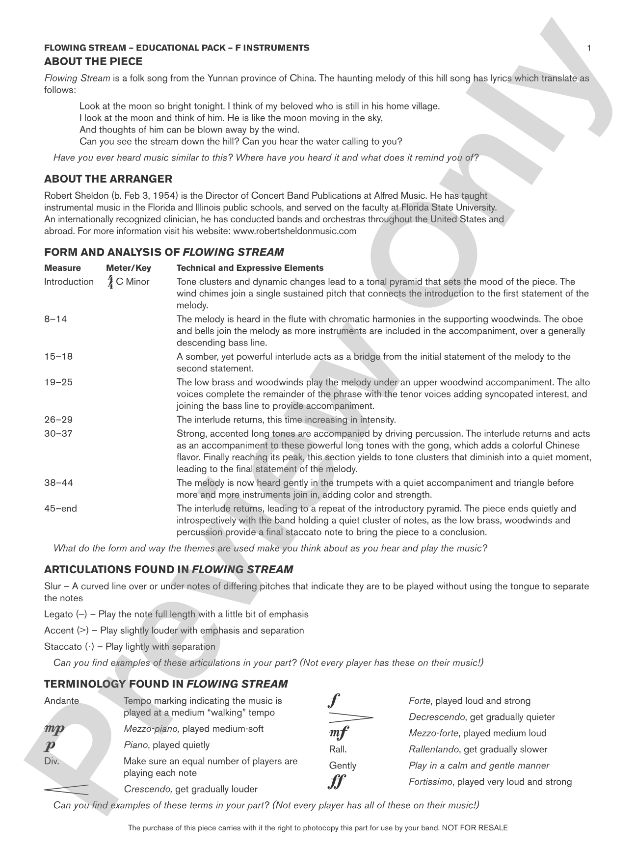 Flowing Stream: F Educational Pack