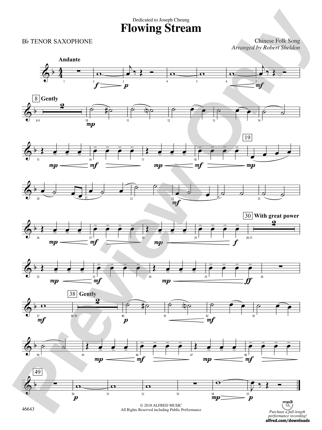 Flowing Stream: B-flat Tenor Saxophone