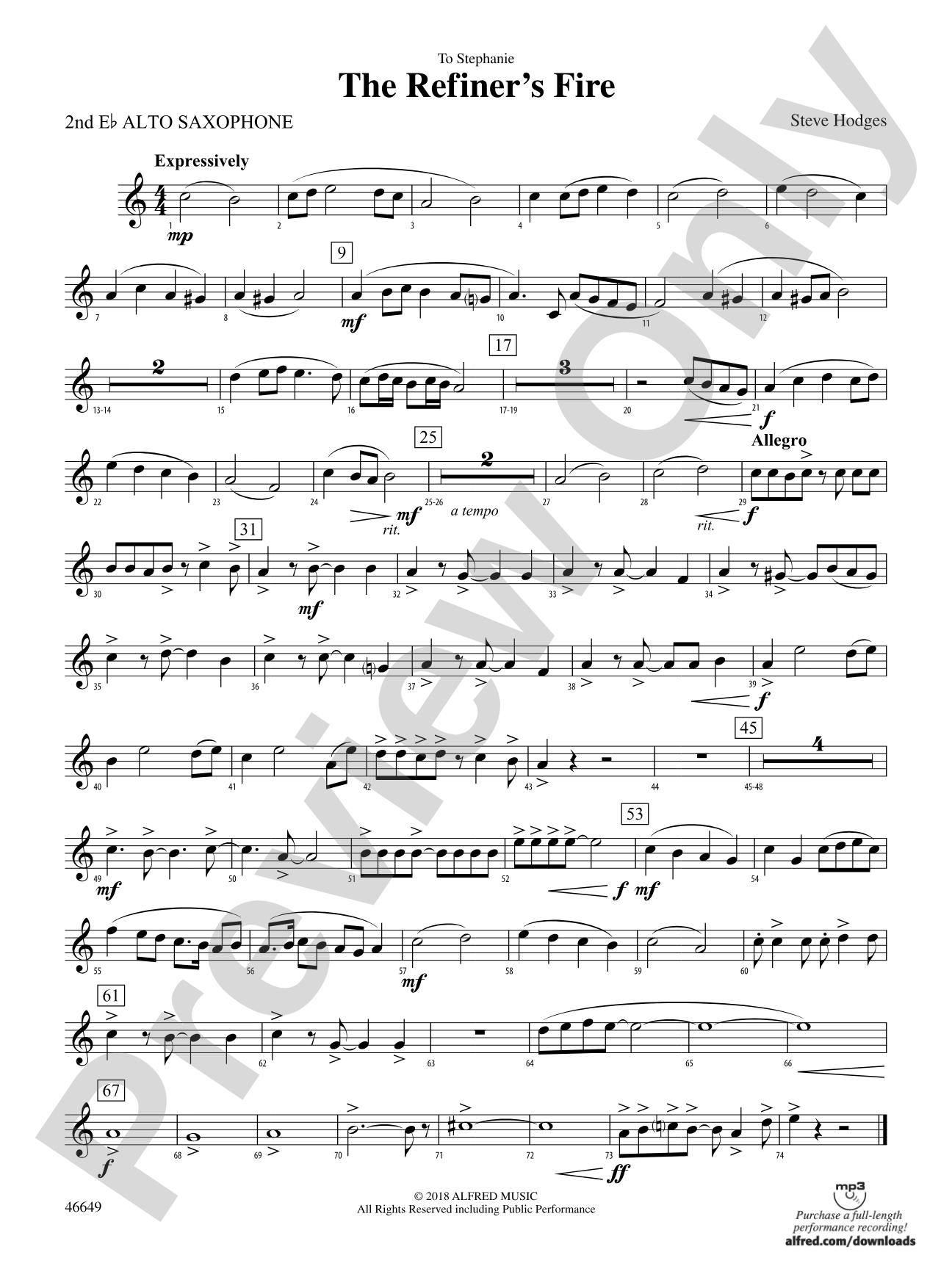 The Refiner's Fire: 2nd E-flat Alto Saxophone