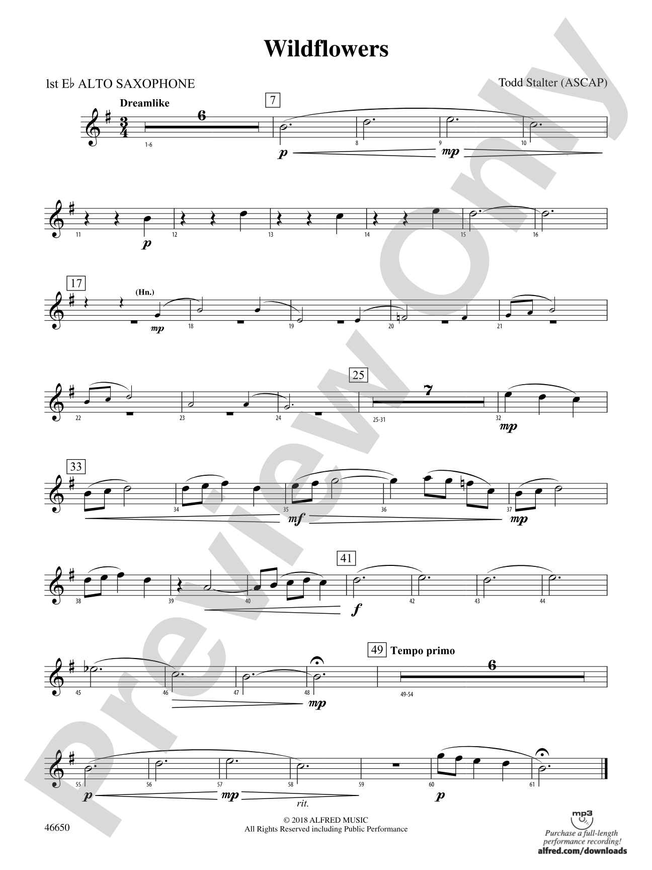 Wildflowers: E-flat Alto Saxophone