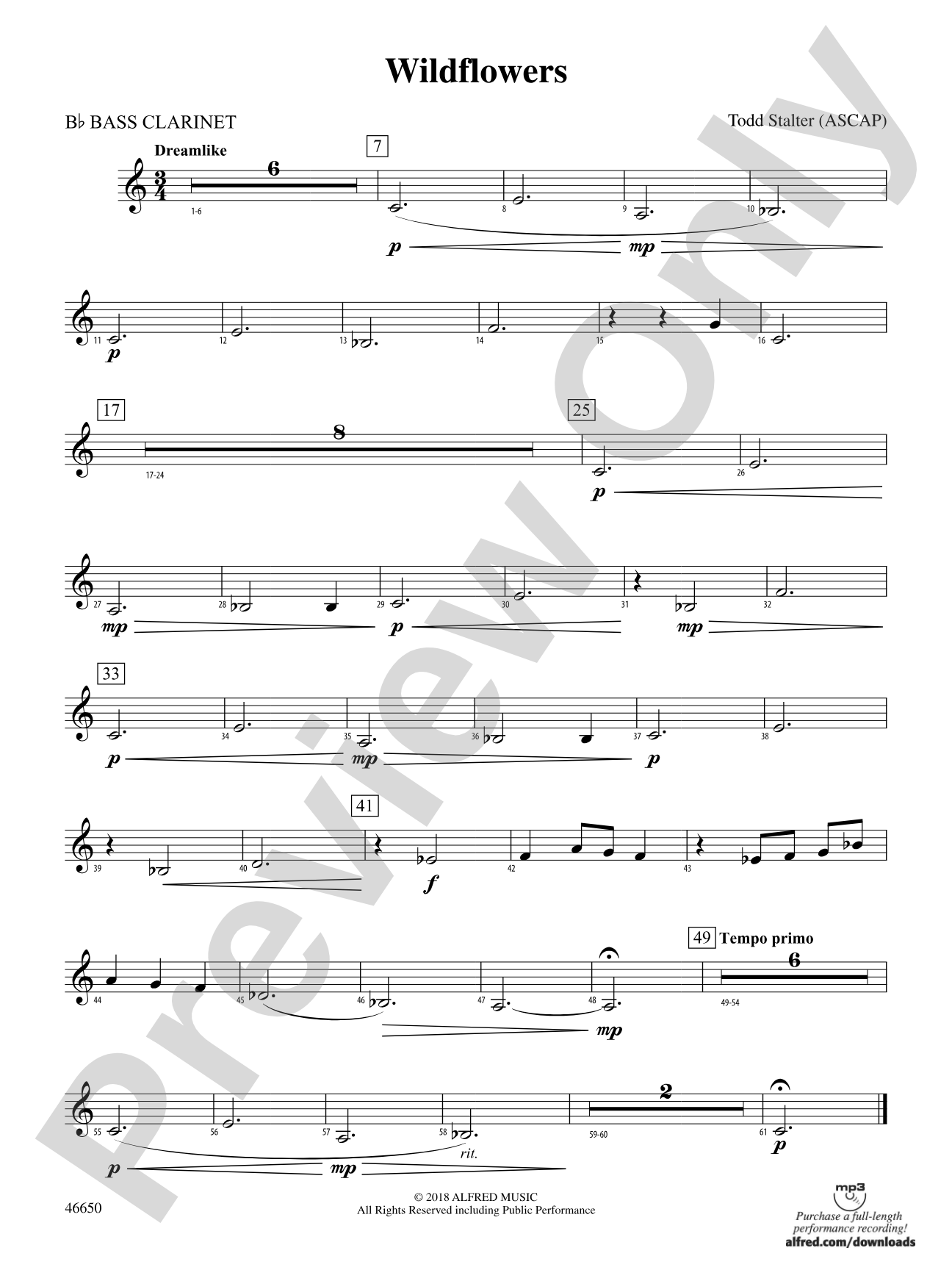 Wildflowers: B-flat Bass Clarinet