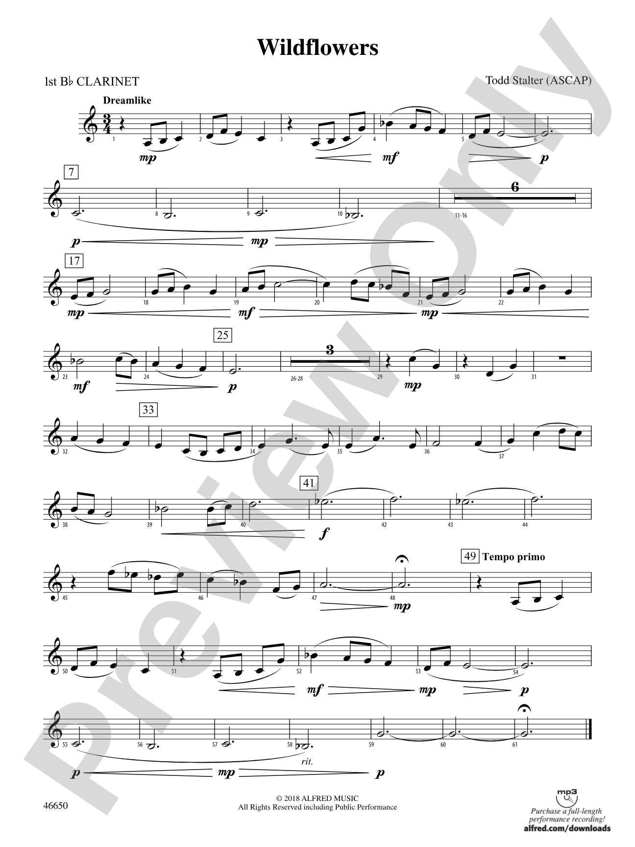 Wildflowers: 1st B-flat Clarinet