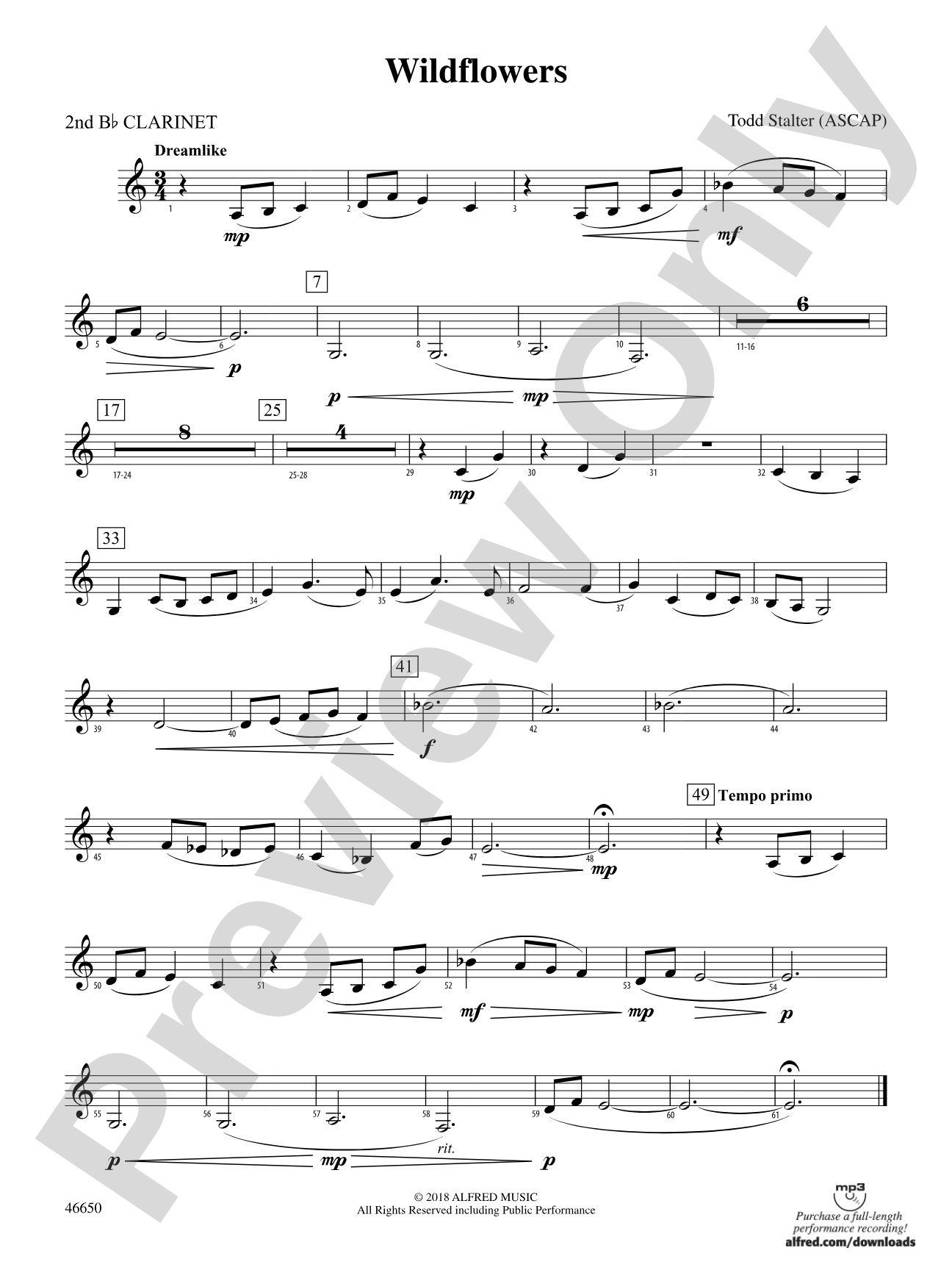 Wildflowers: 2nd B-flat Clarinet