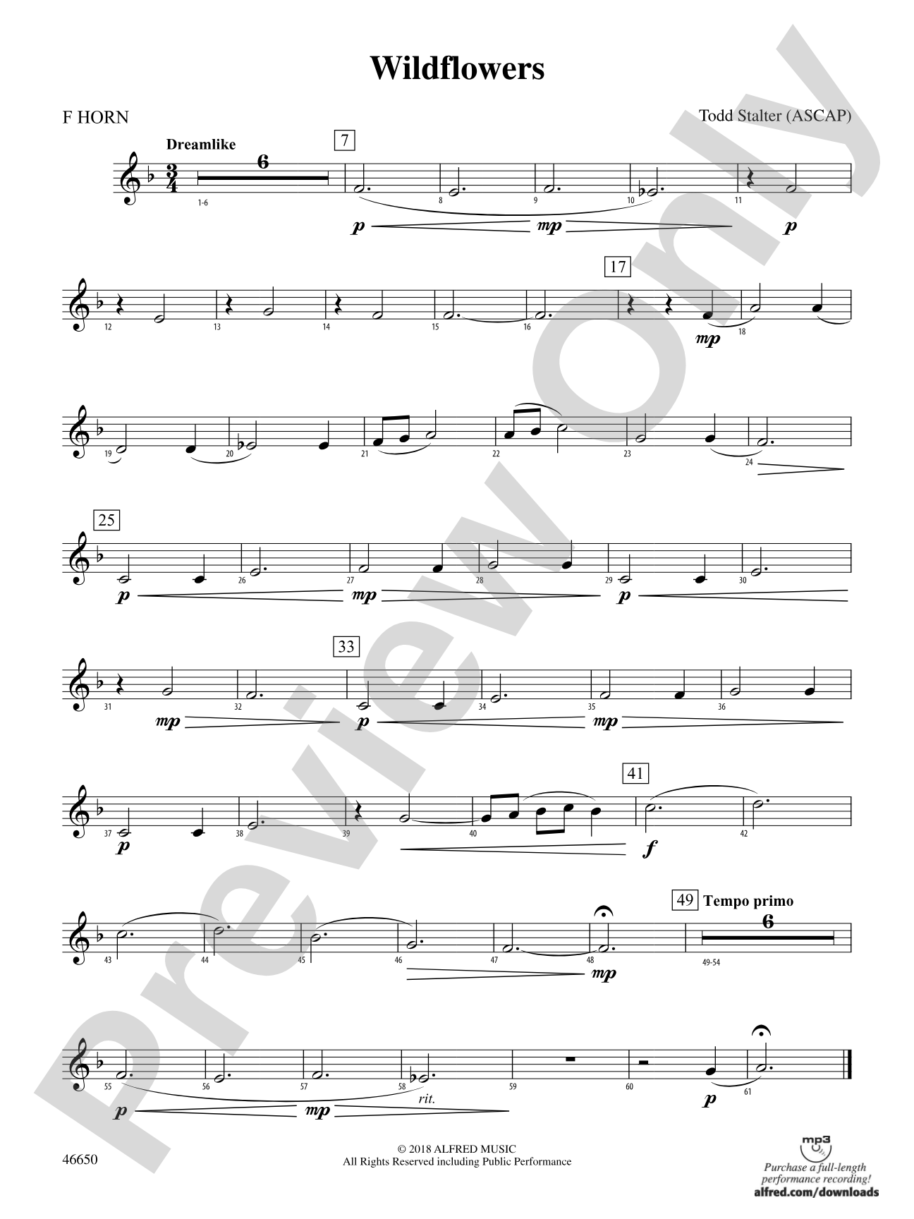 Wildflowers: 1st F Horn