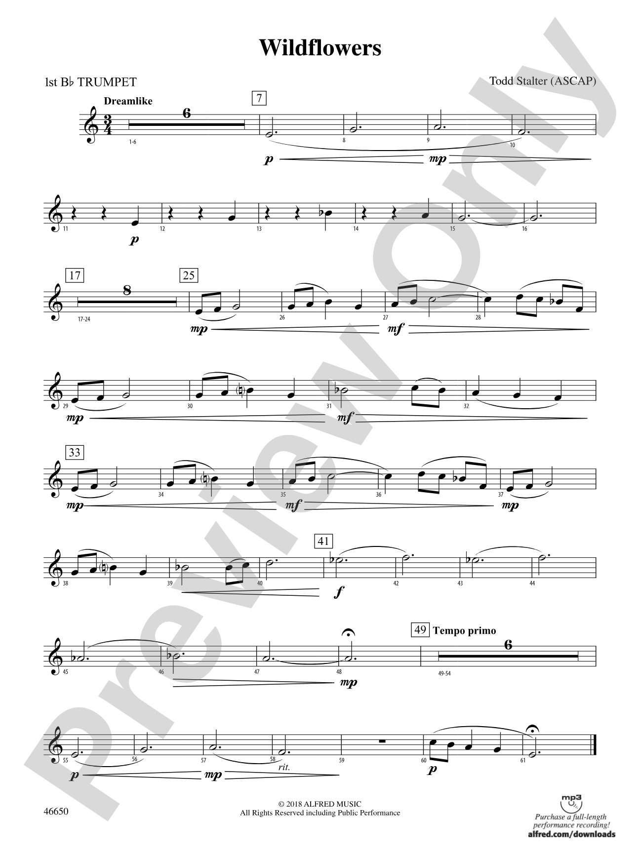 Wildflowers: 1st B-flat Trumpet