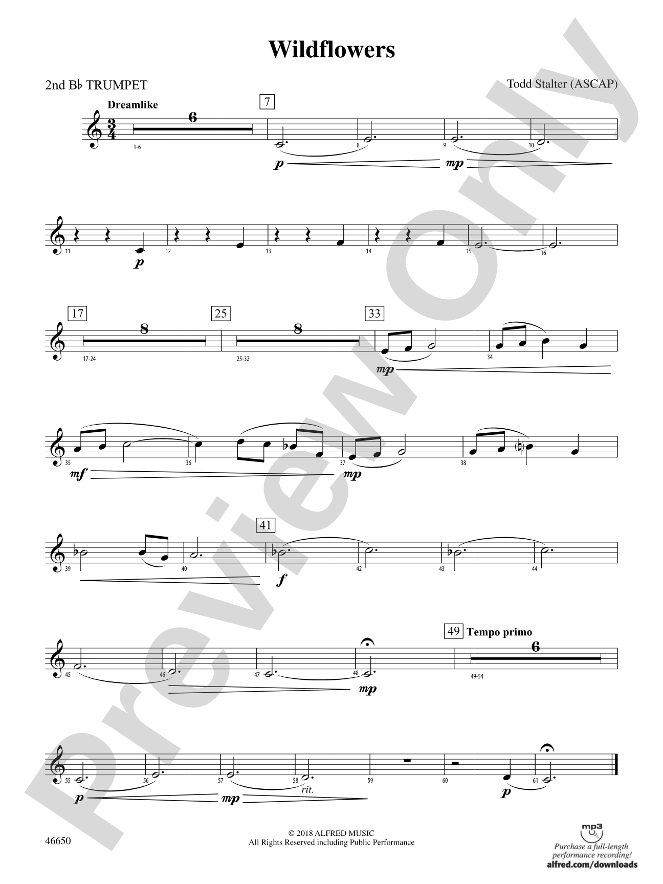 Wildflowers: 2nd B-flat Trumpet