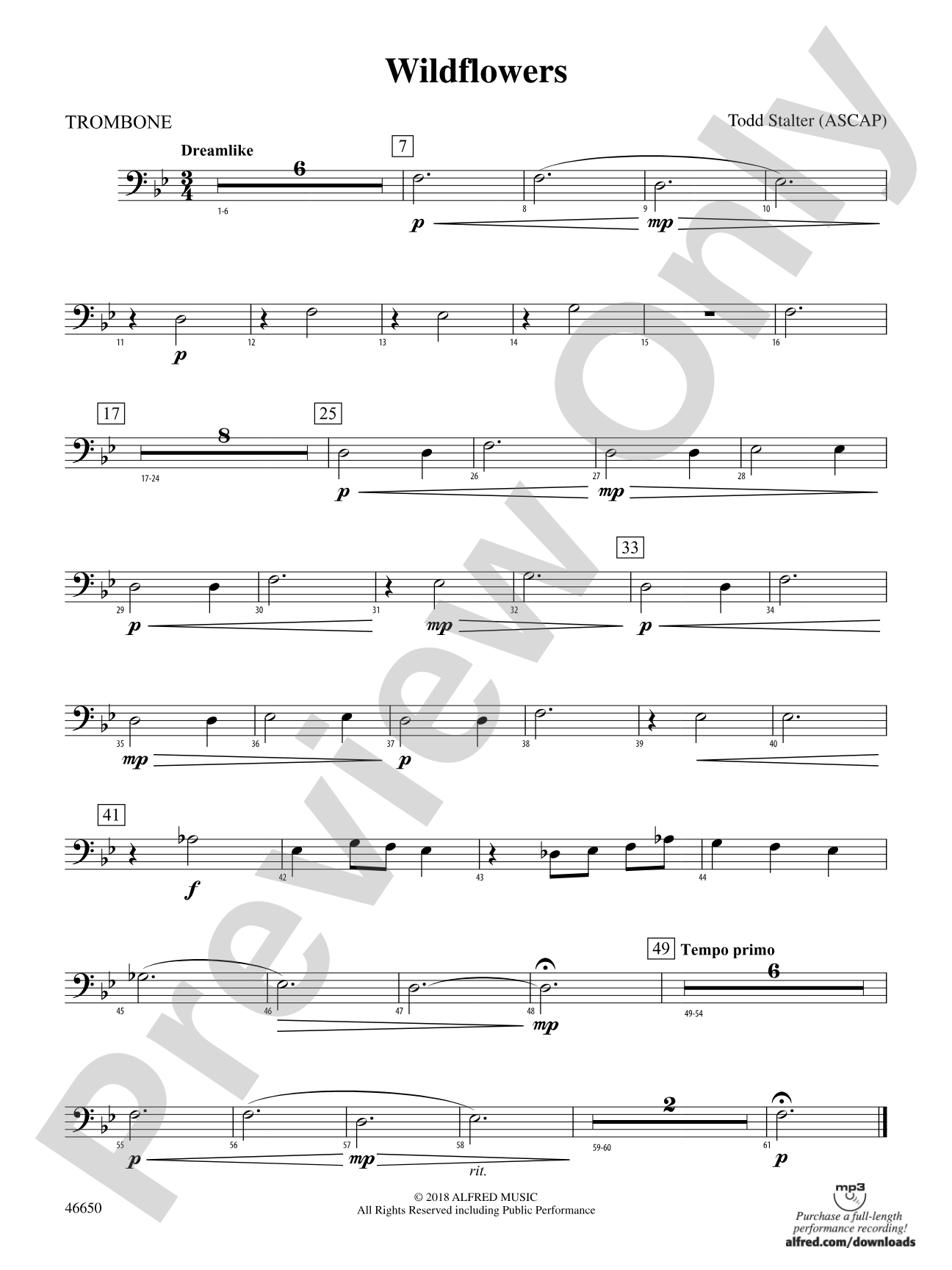 Wildflowers: 1st Trombone