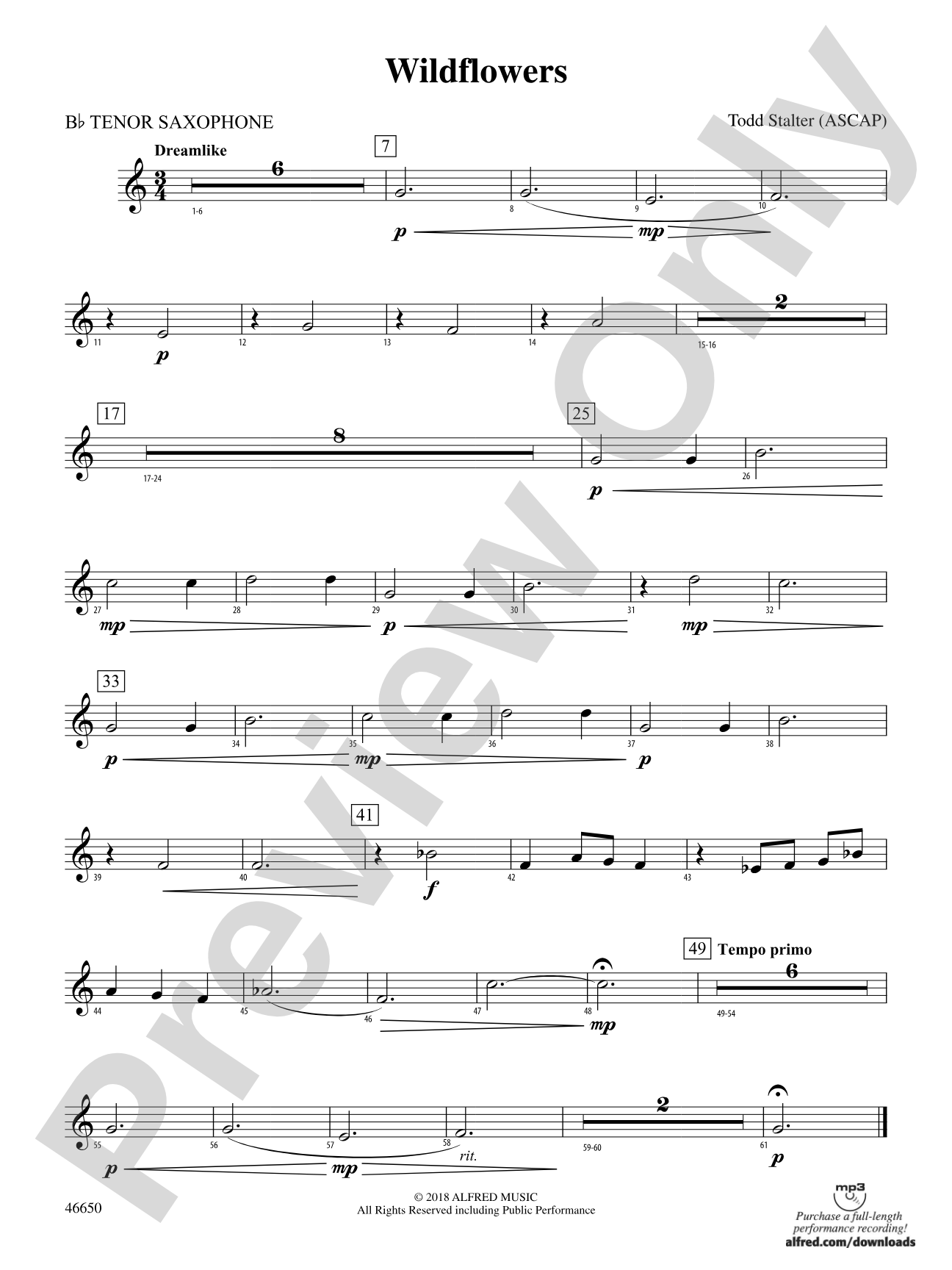 Wildflowers: B-flat Tenor Saxophone
