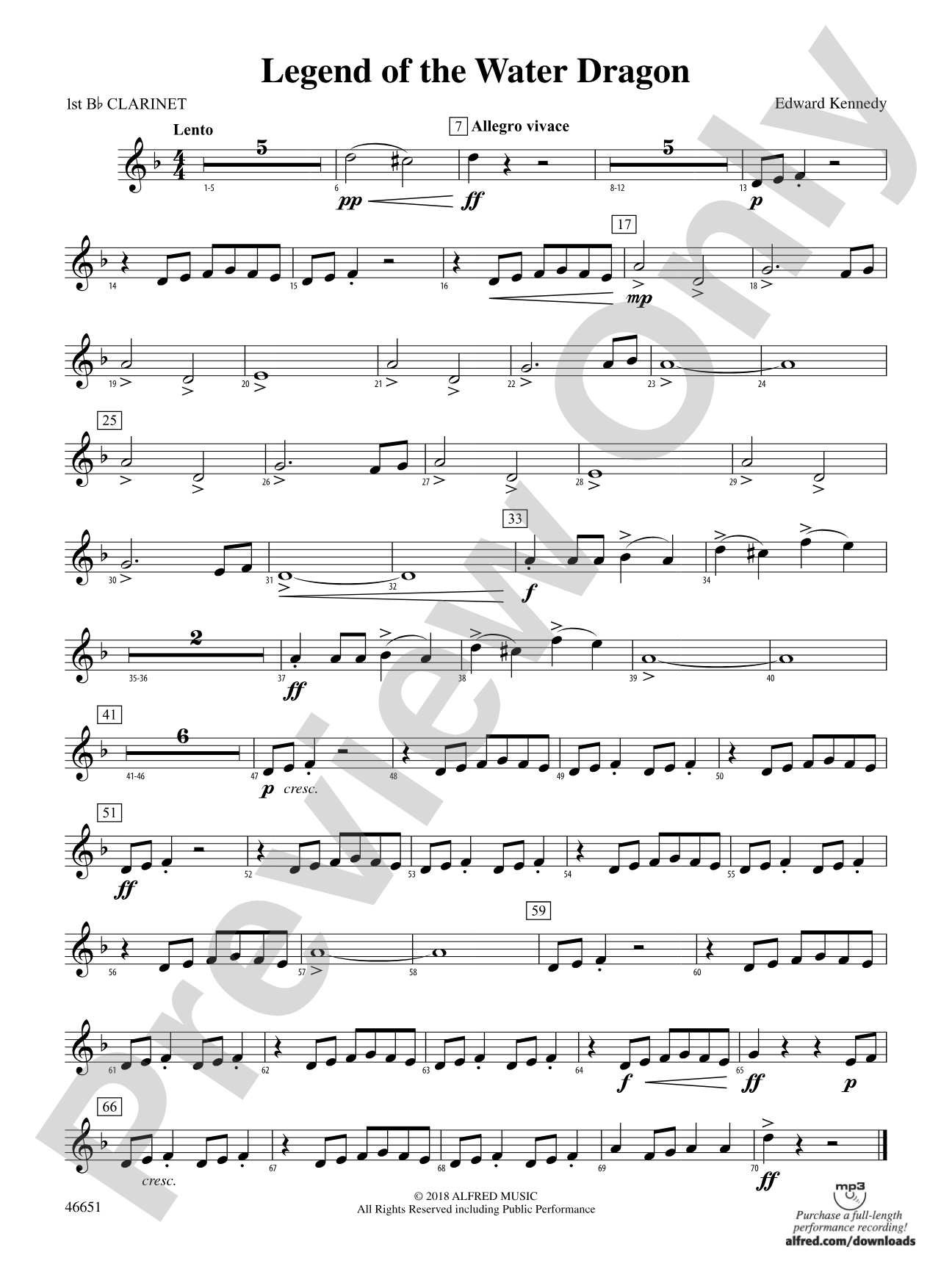 Legend of the Water Dragon: 1st B-flat Clarinet