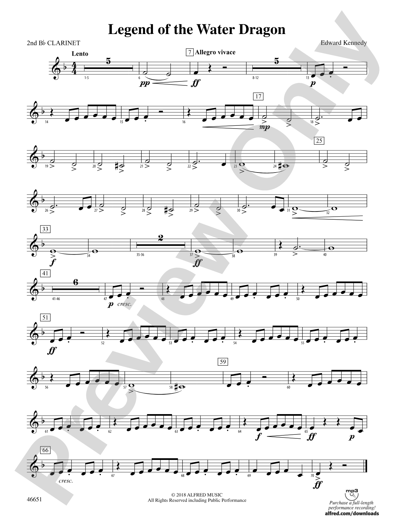 Legend of the Water Dragon: 2nd B-flat Clarinet