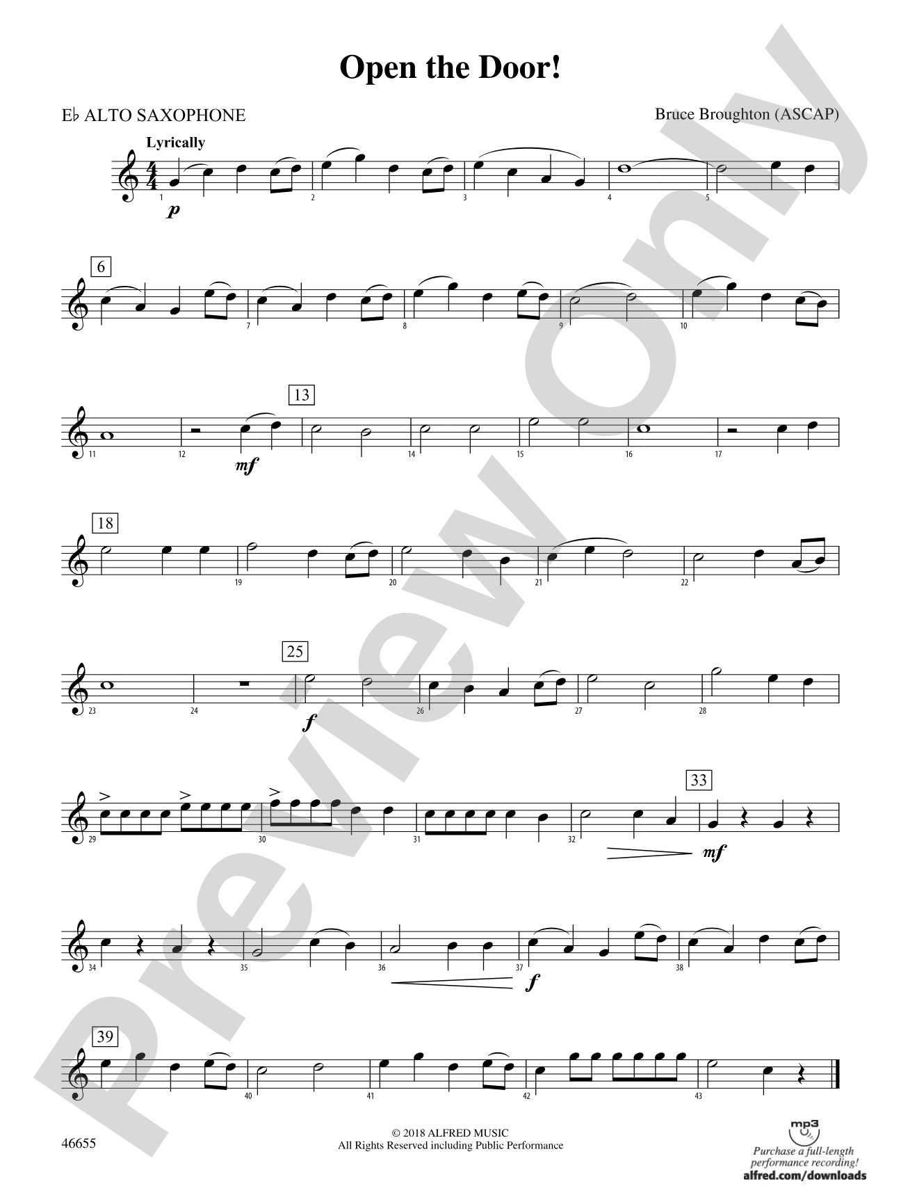Open the Door!: E-flat Alto Saxophone