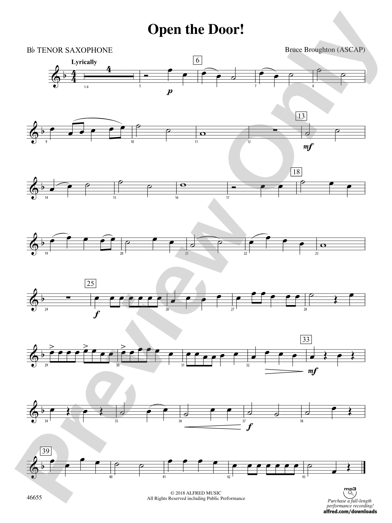 Open the Door!: B-flat Tenor Saxophone