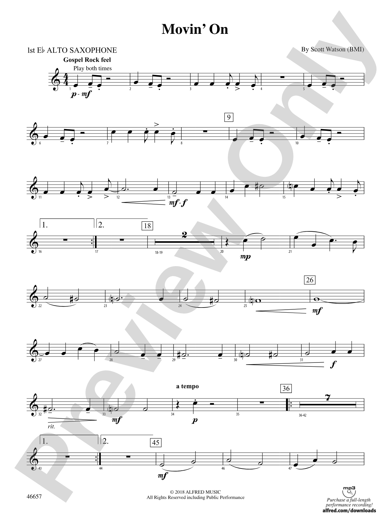 Movin' On: E-flat Alto Saxophone