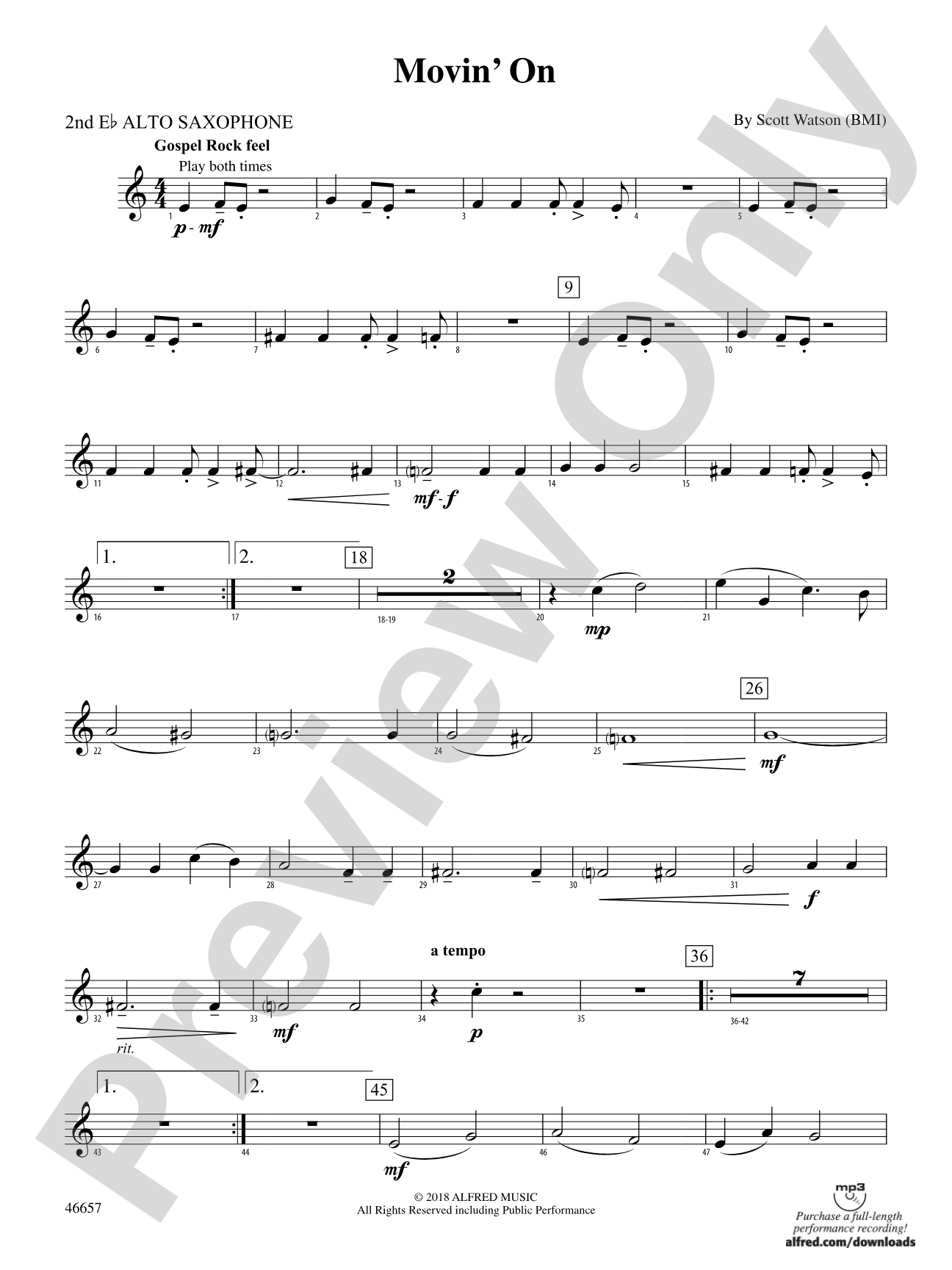 Movin' On: 2nd E-flat Alto Saxophone
