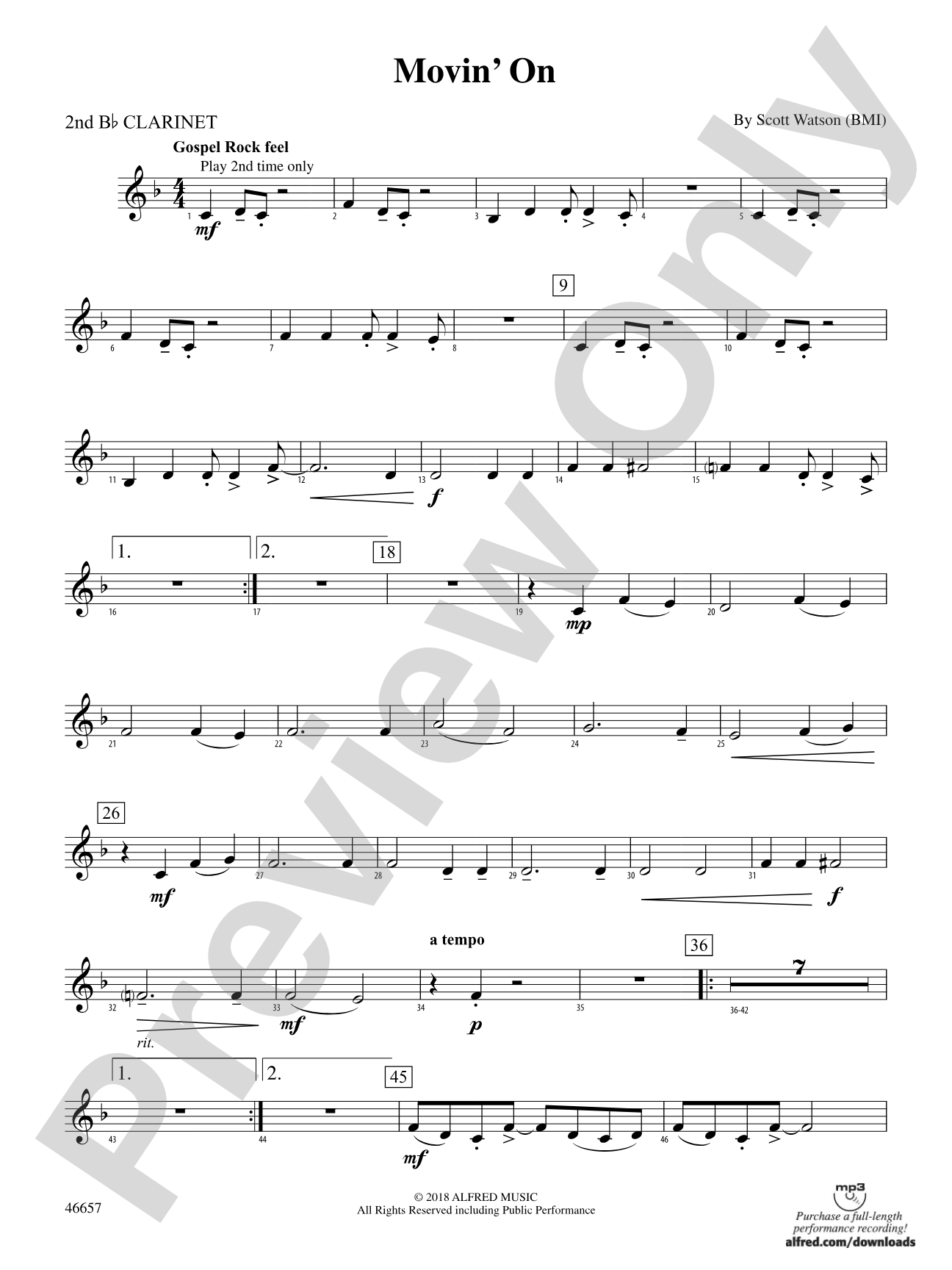 Movin' On: 2nd B-flat Clarinet