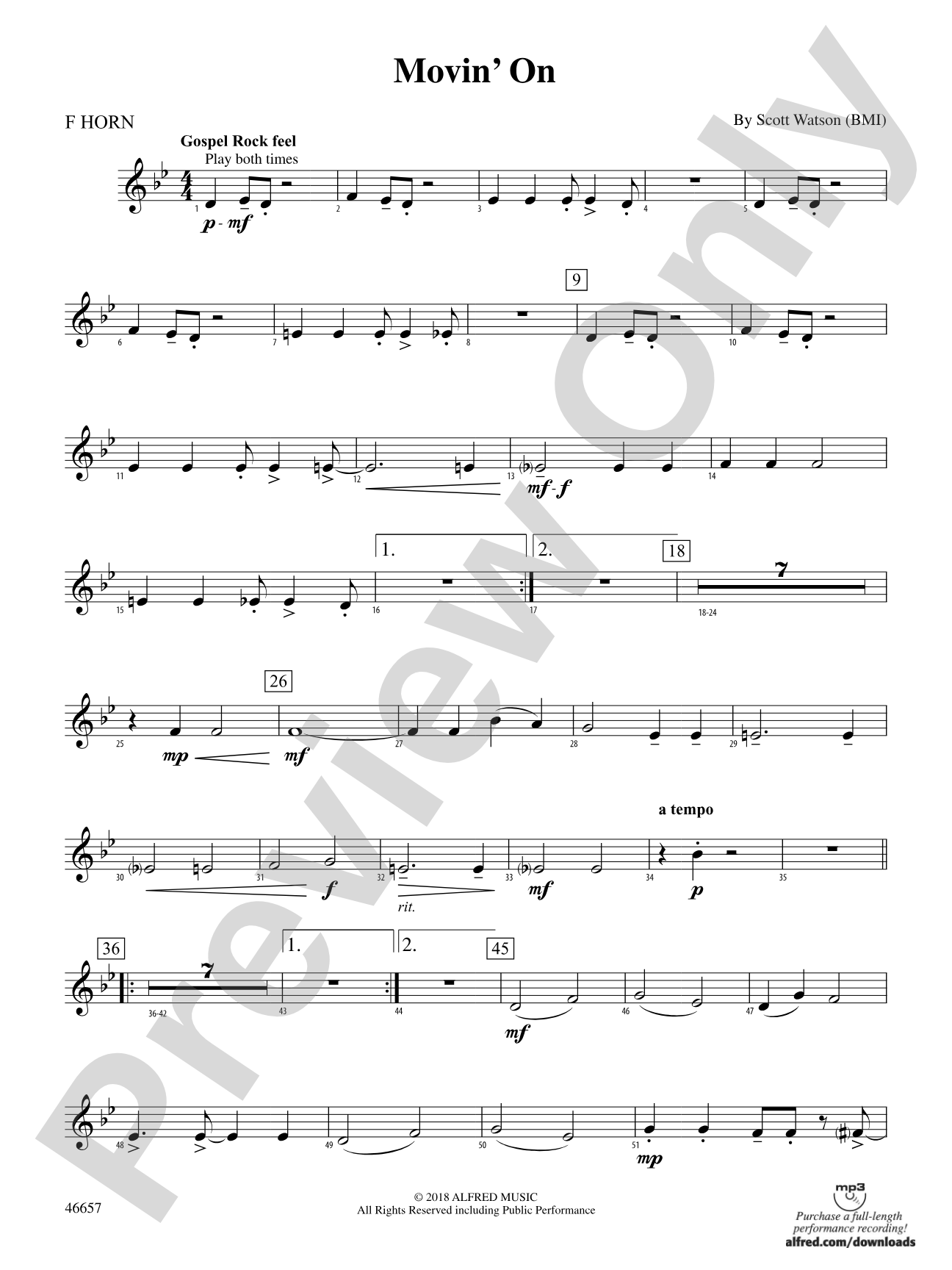 Movin' On: 1st F Horn