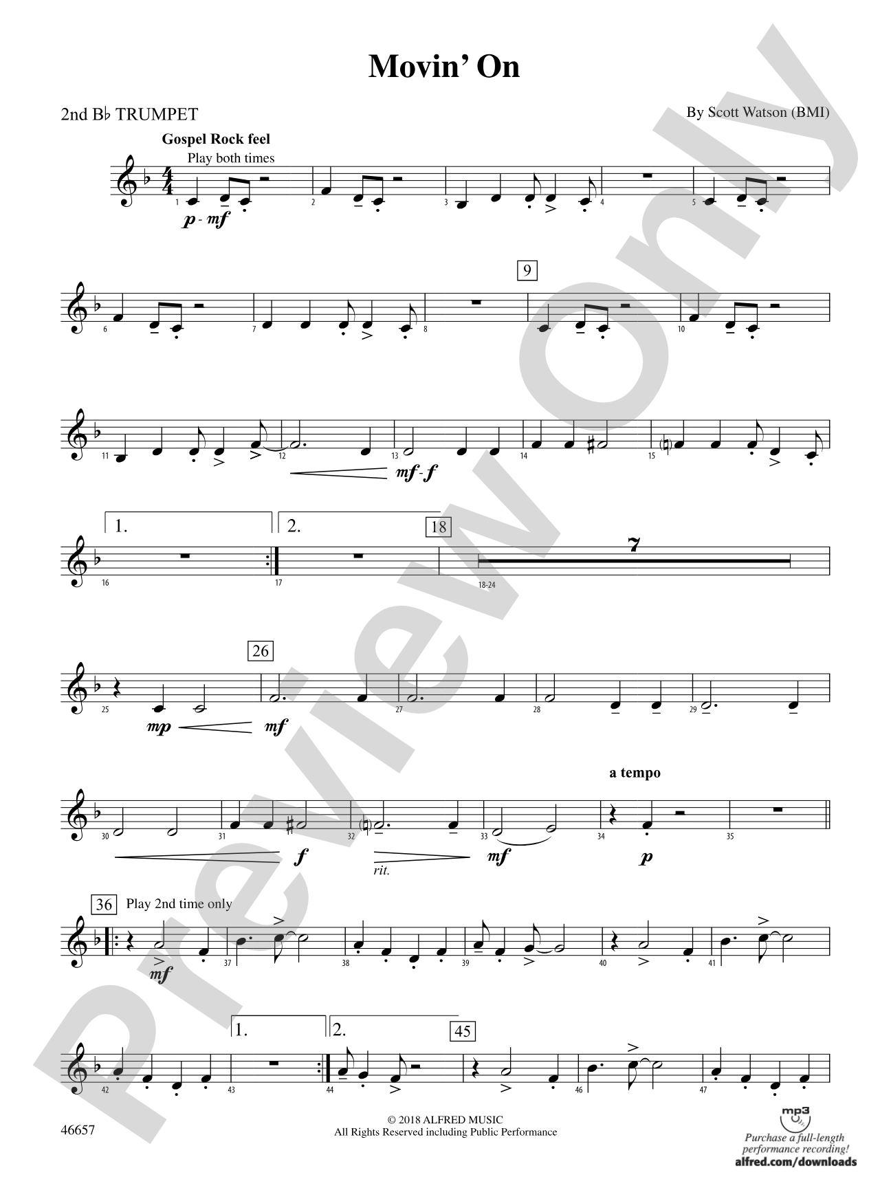 Movin' On: 2nd B-flat Trumpet