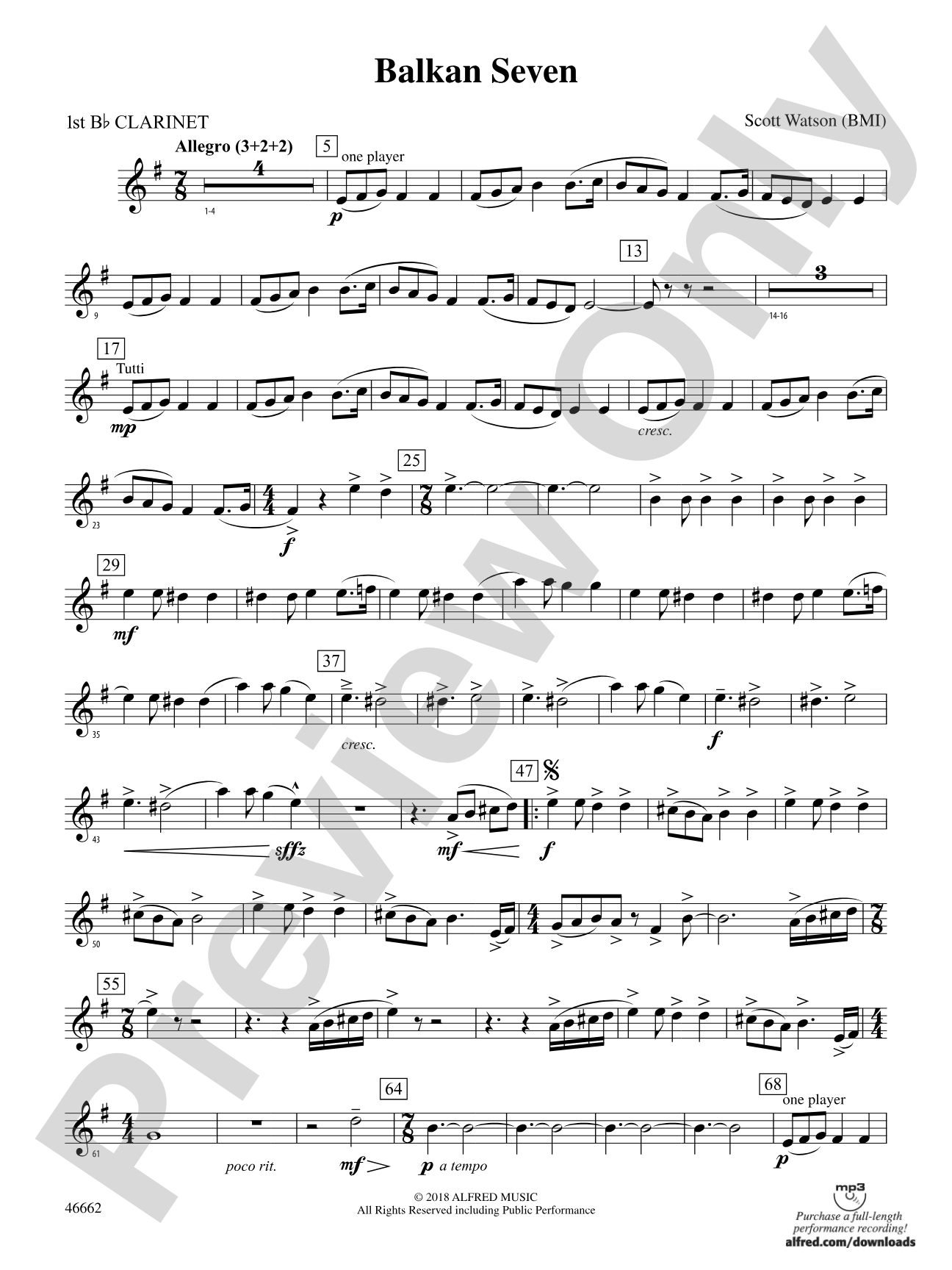 Balkan Seven: 1st B-flat Clarinet
