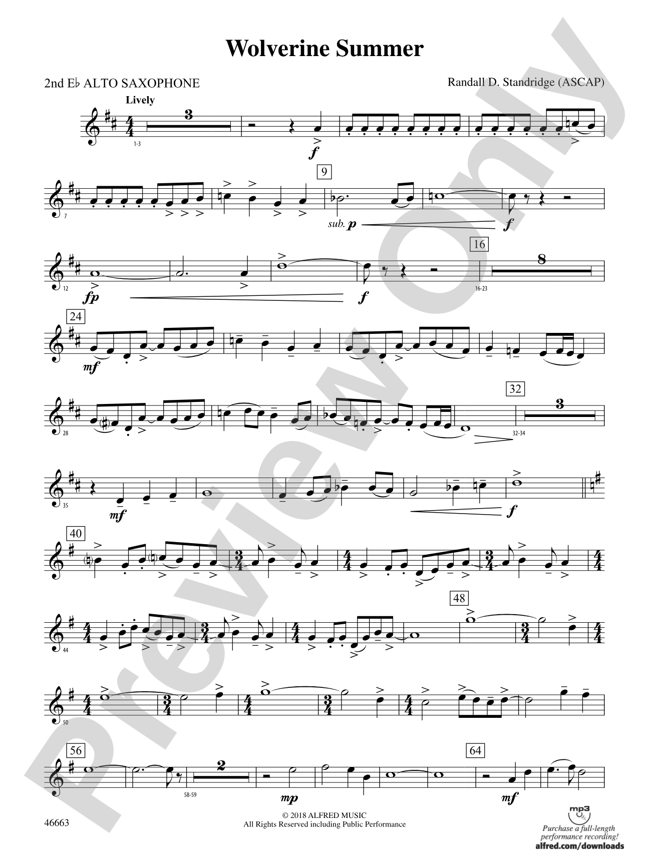 Wolverine Summer: 2nd E-flat Alto Saxophone