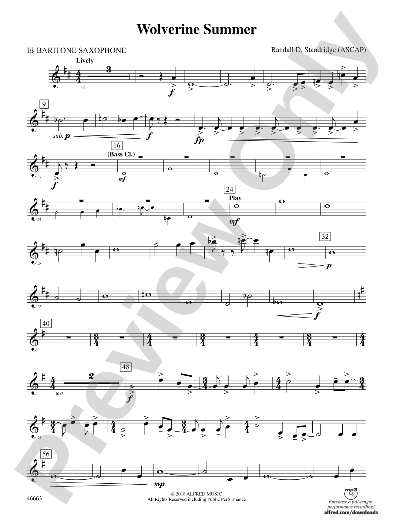 Wolverine Summer: E-flat Baritone Saxophone