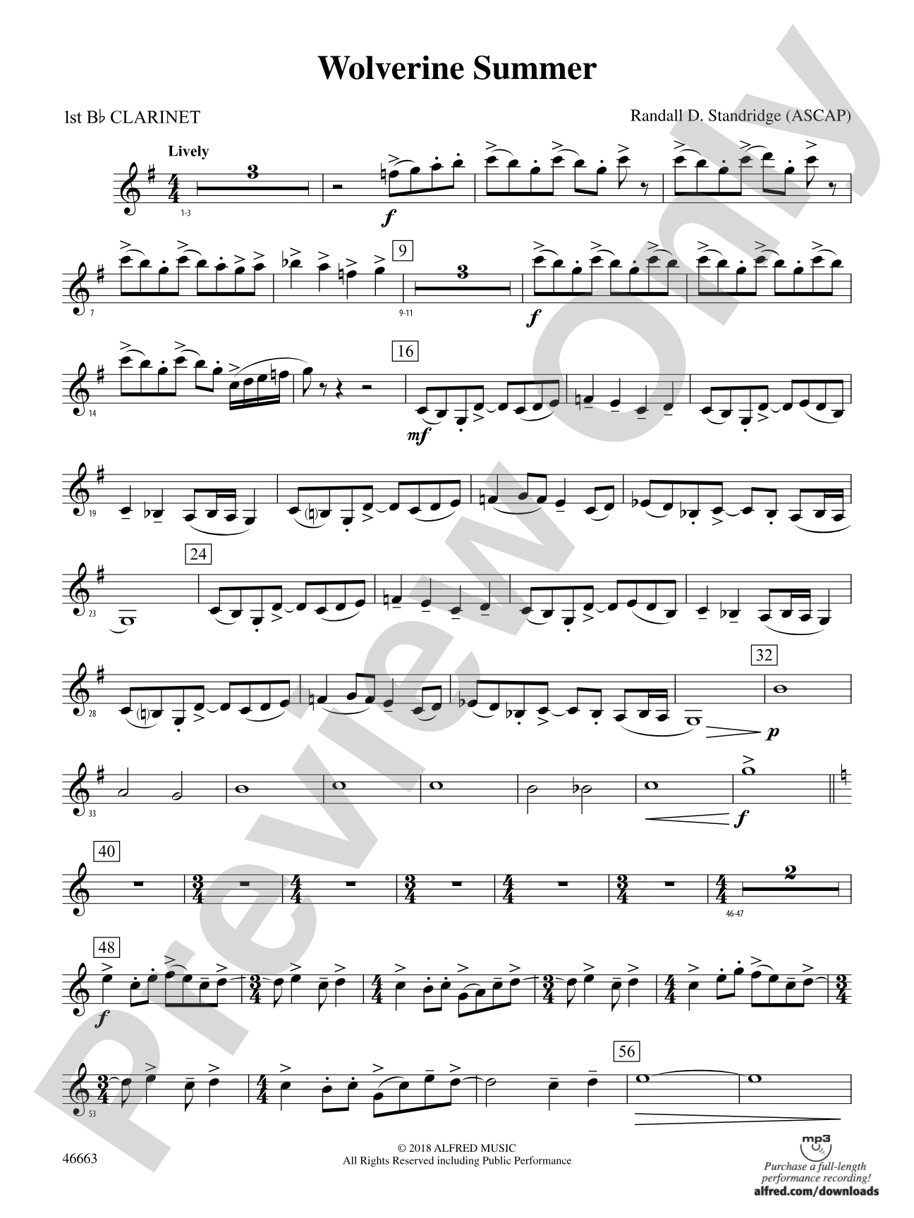 Wolverine Summer: 1st B-flat Clarinet