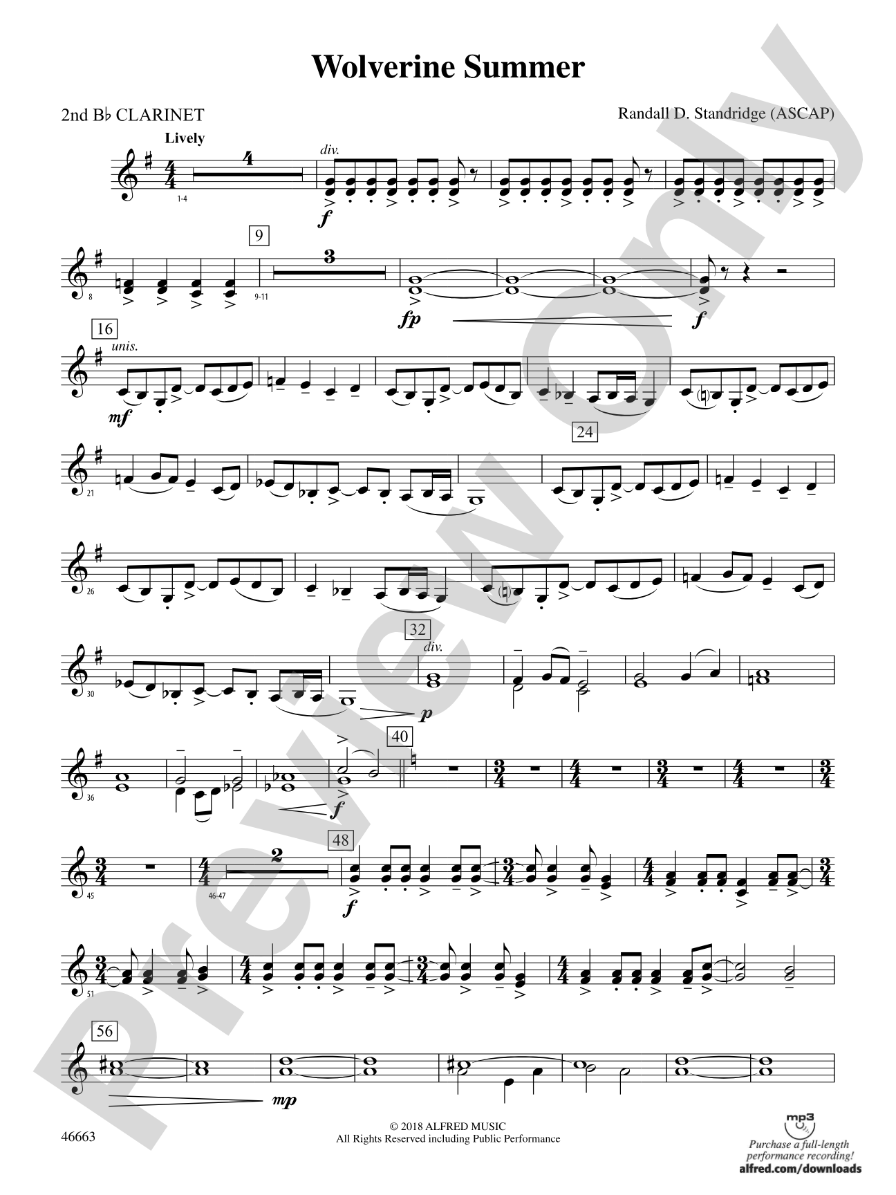 Wolverine Summer: 2nd B-flat Clarinet