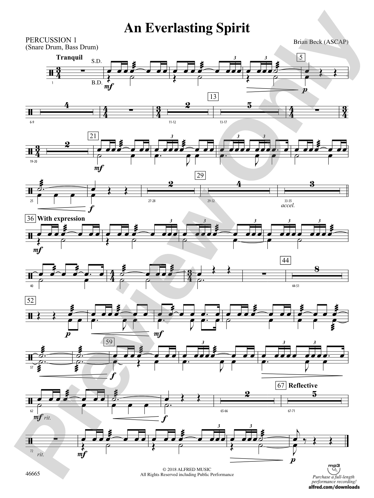 An Everlasting Spirit: 1st Percussion