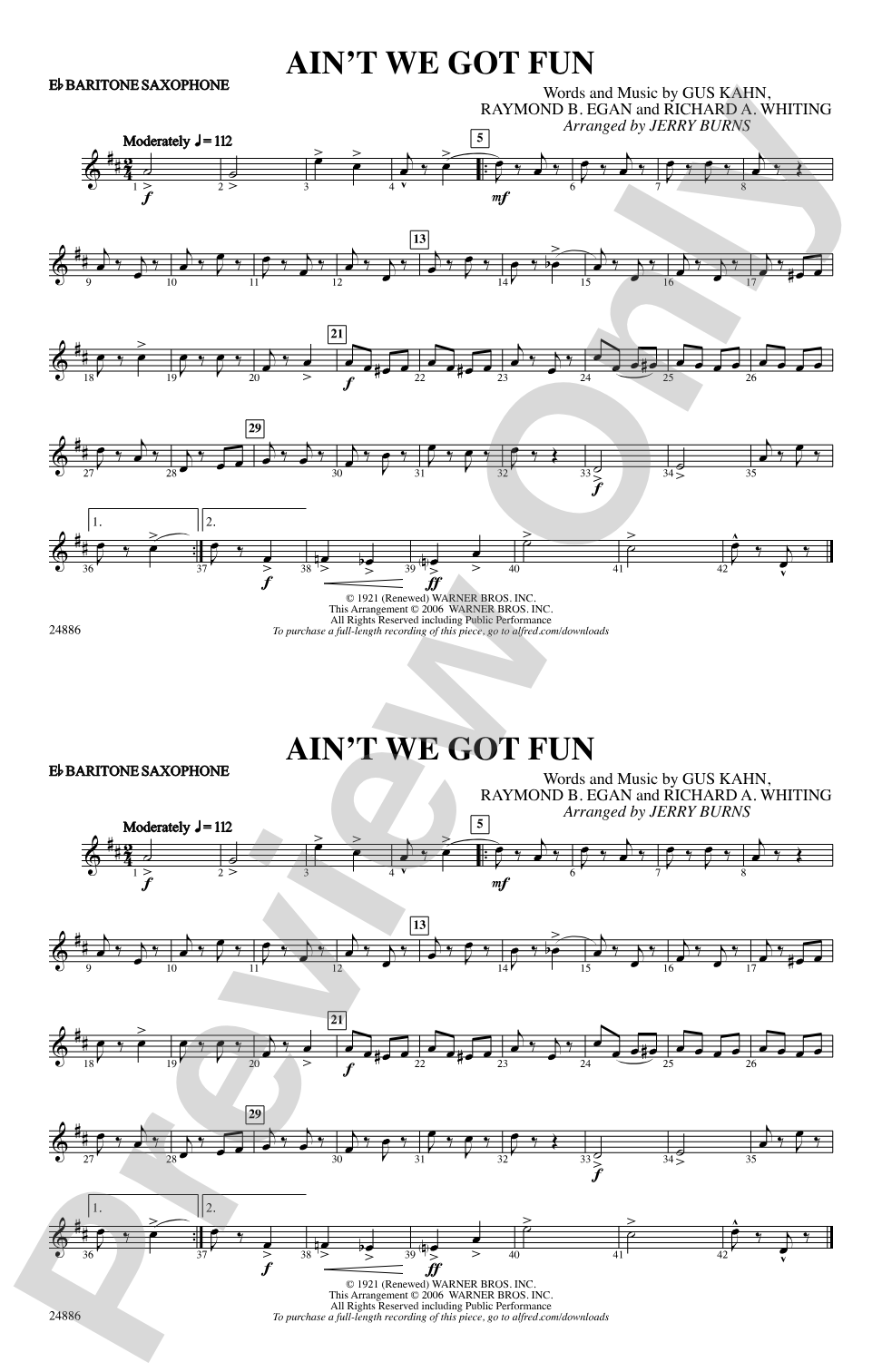 Ain't We Got Fun: E-flat Baritone Saxophone