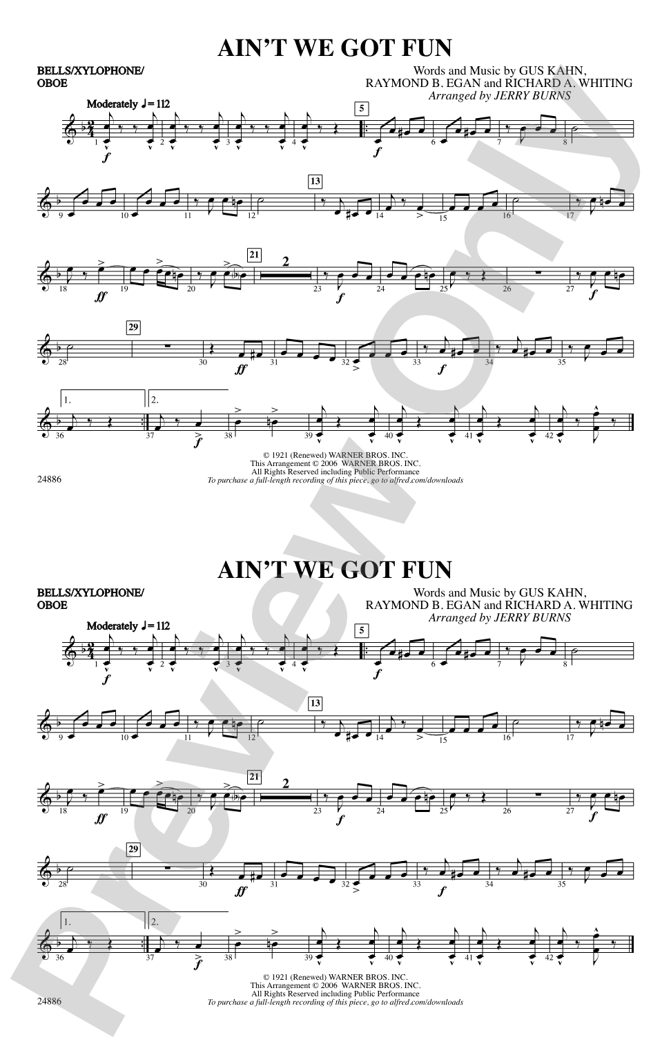 Ain't We Got Fun: Bells/Xylophone/Oboe