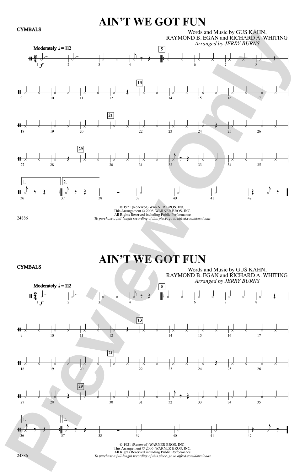 Ain't We Got Fun: Cymbals
