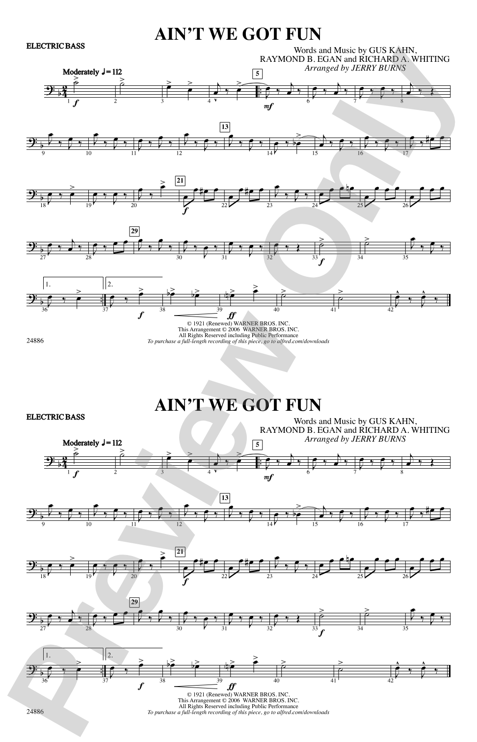 Ain't We Got Fun: Electric Bass