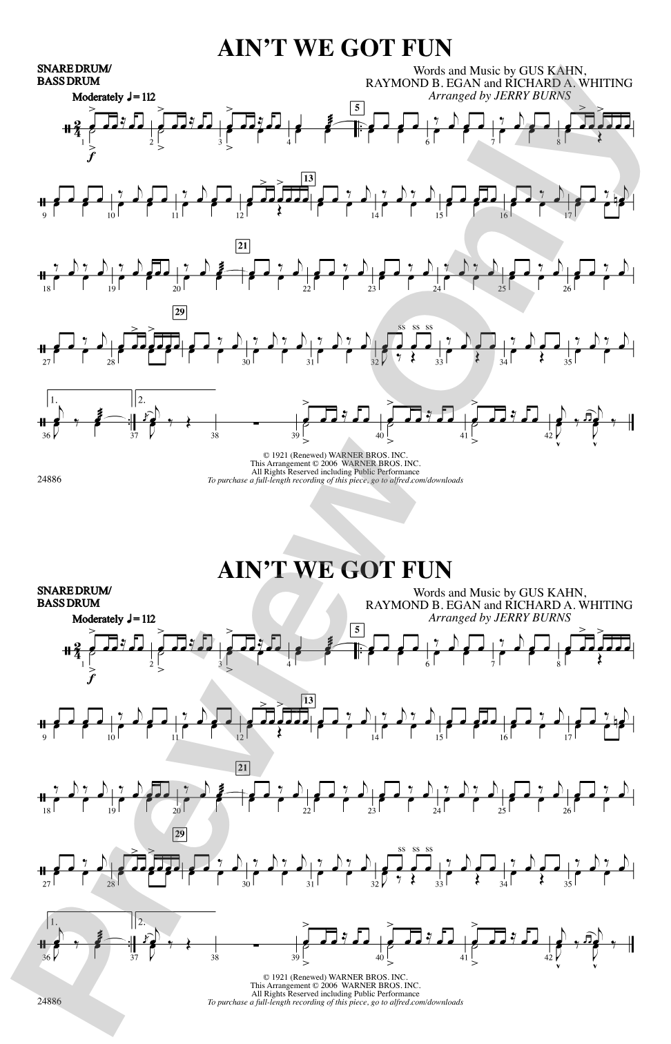 Ain't We Got Fun: Snare Drum/Bass Drum