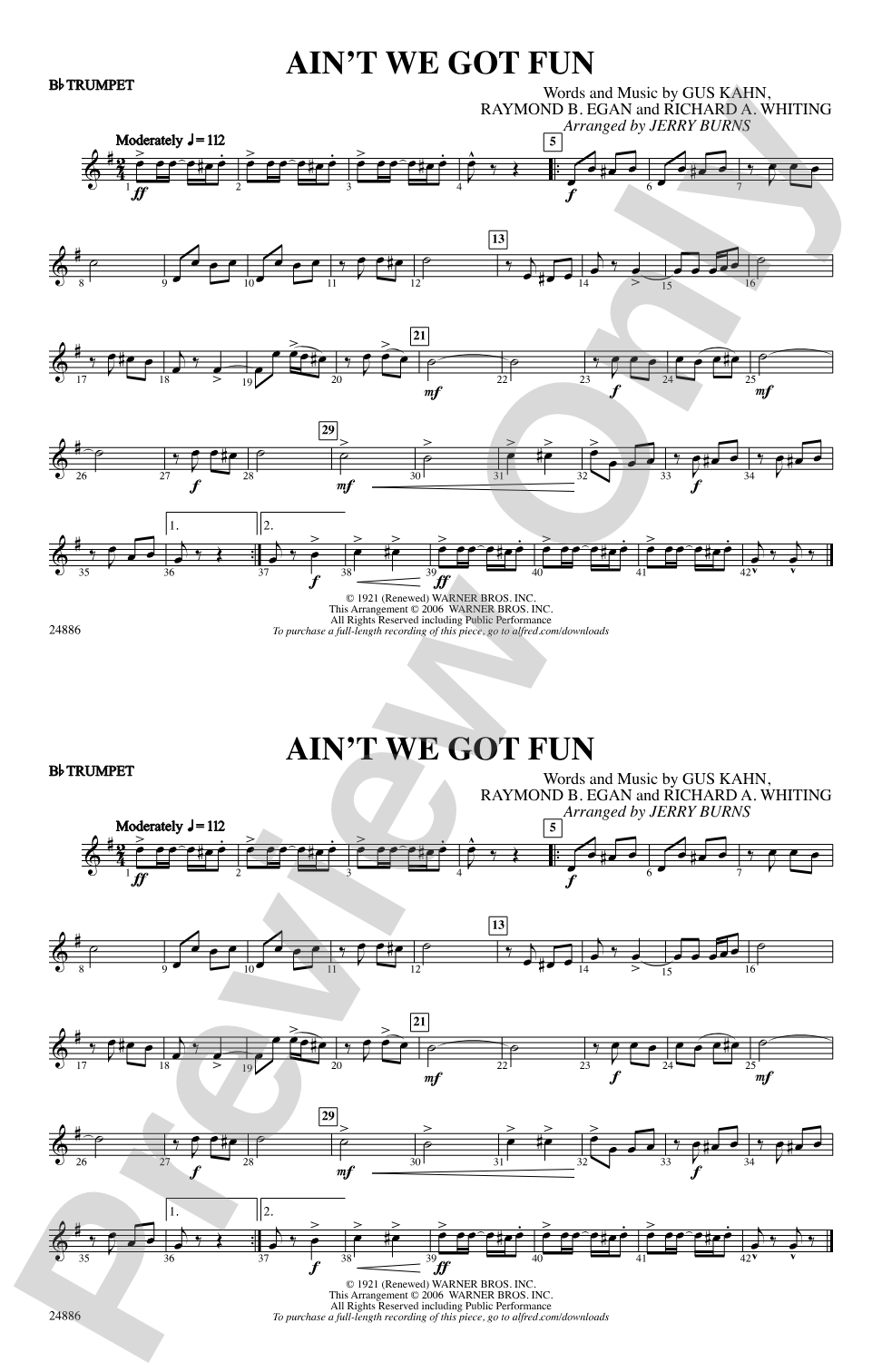 Ain't We Got Fun: 1st B-flat Trumpet