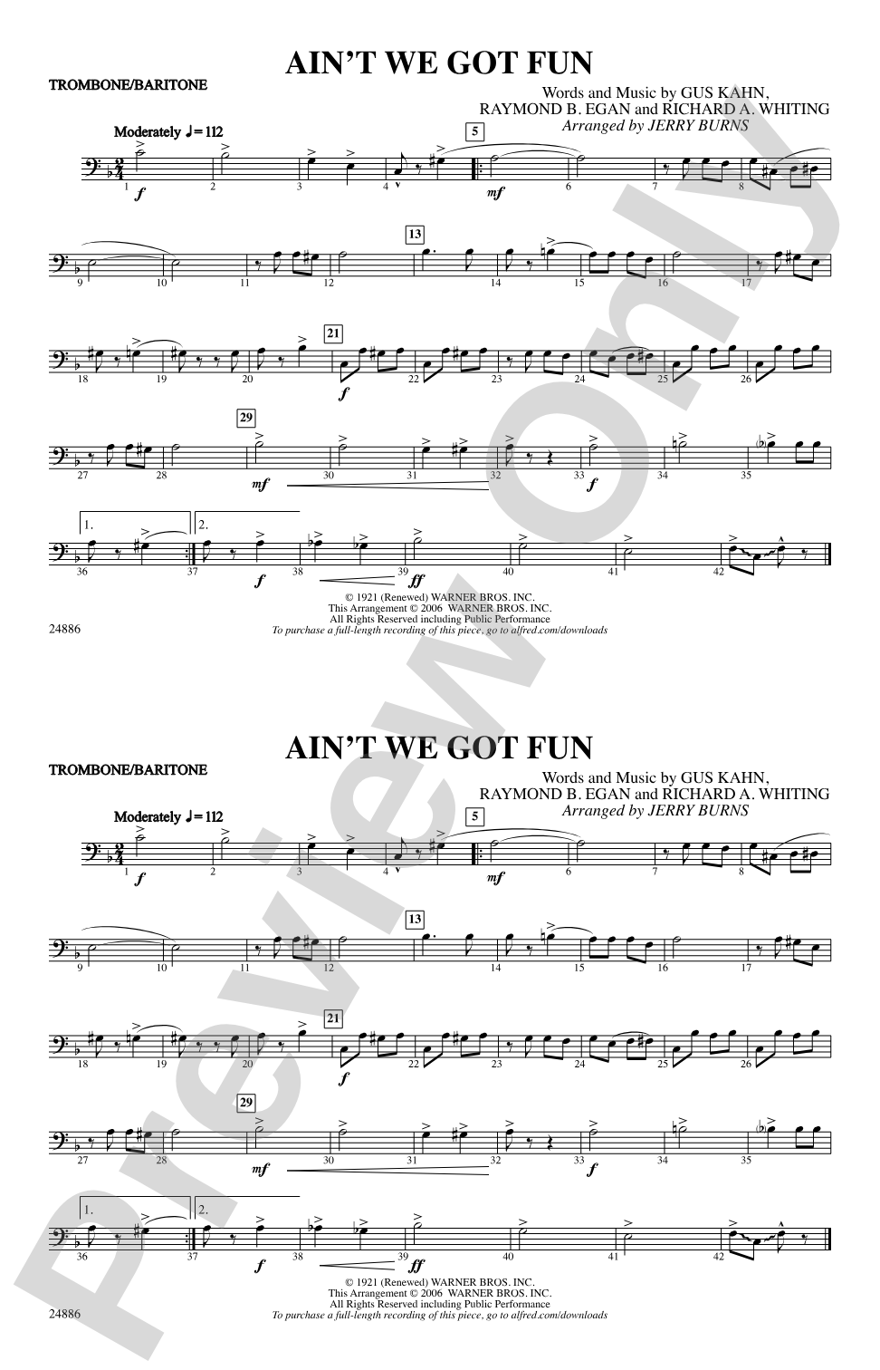Ain't We Got Fun: 1st Trombone