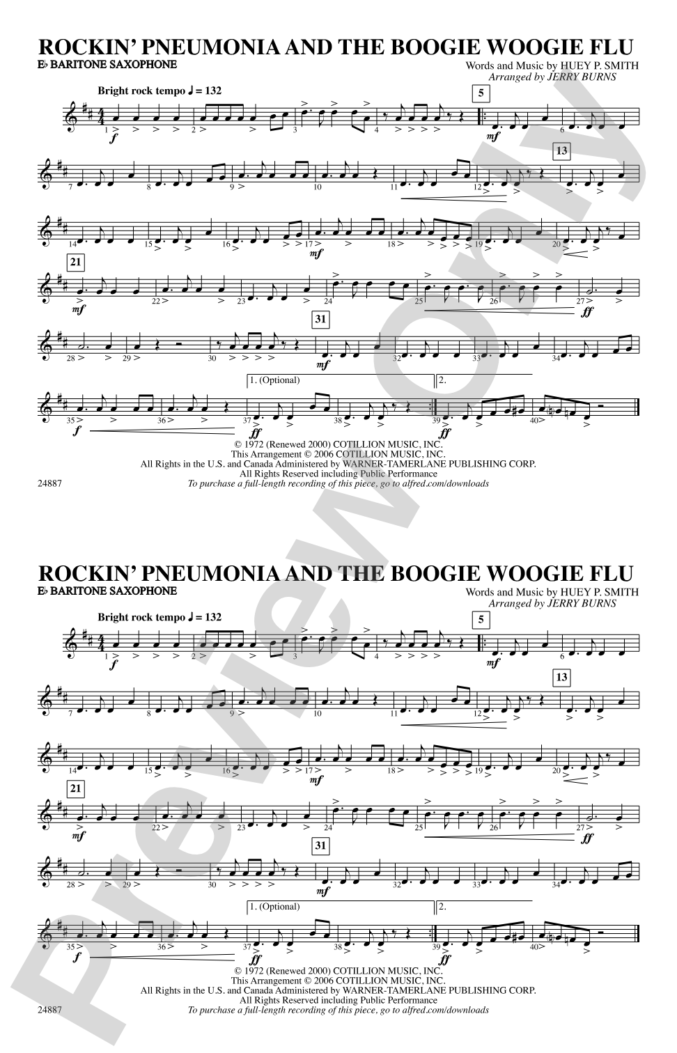 Rockin' Pneumonia and the Boogie Woogie Flu: E-flat Baritone Saxophone