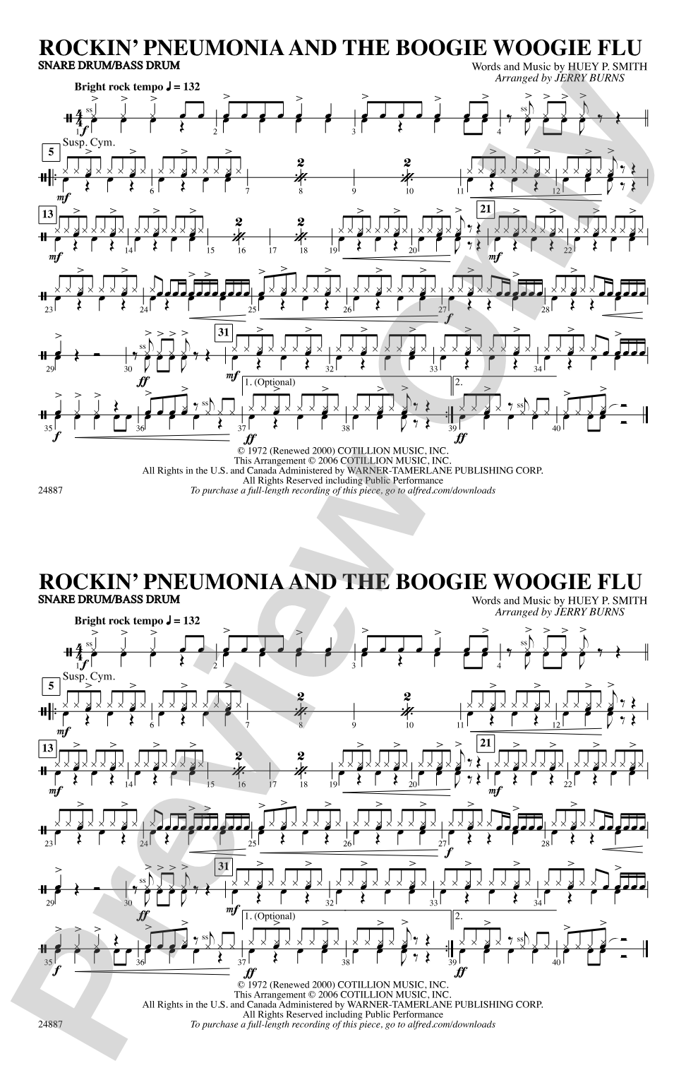 Rockin' Pneumonia and the Boogie Woogie Flu: Snare Drum/Bass Drum