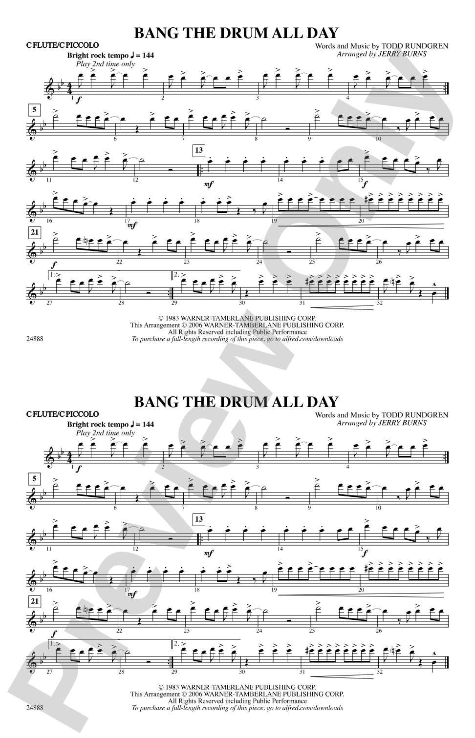 Bang the Drum All Day: Flute
