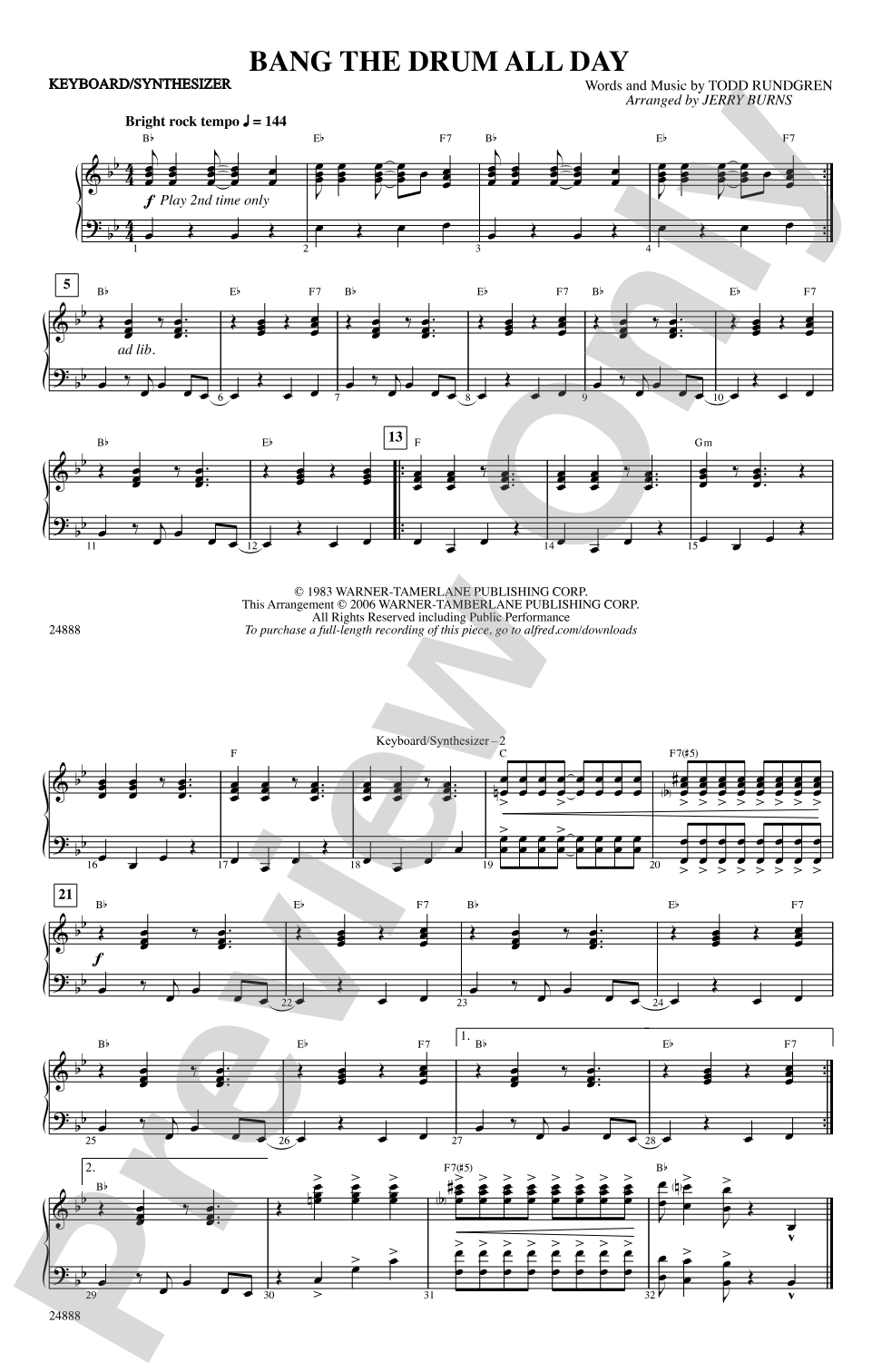 Bang the Drum All Day: Keyboard/Synthesizer
