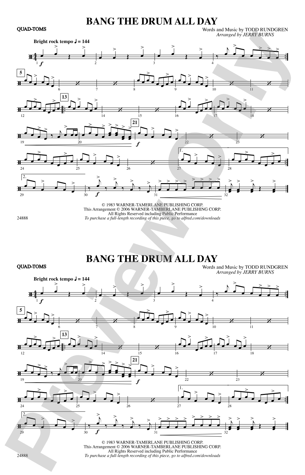 Bang the Drum All Day: Quad-Toms