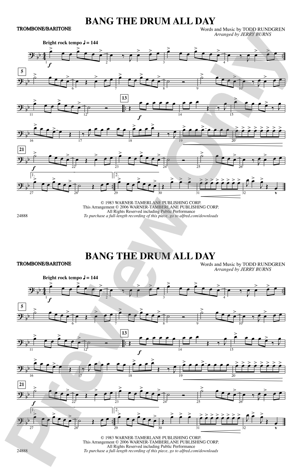 Bang the Drum All Day: 1st Trombone