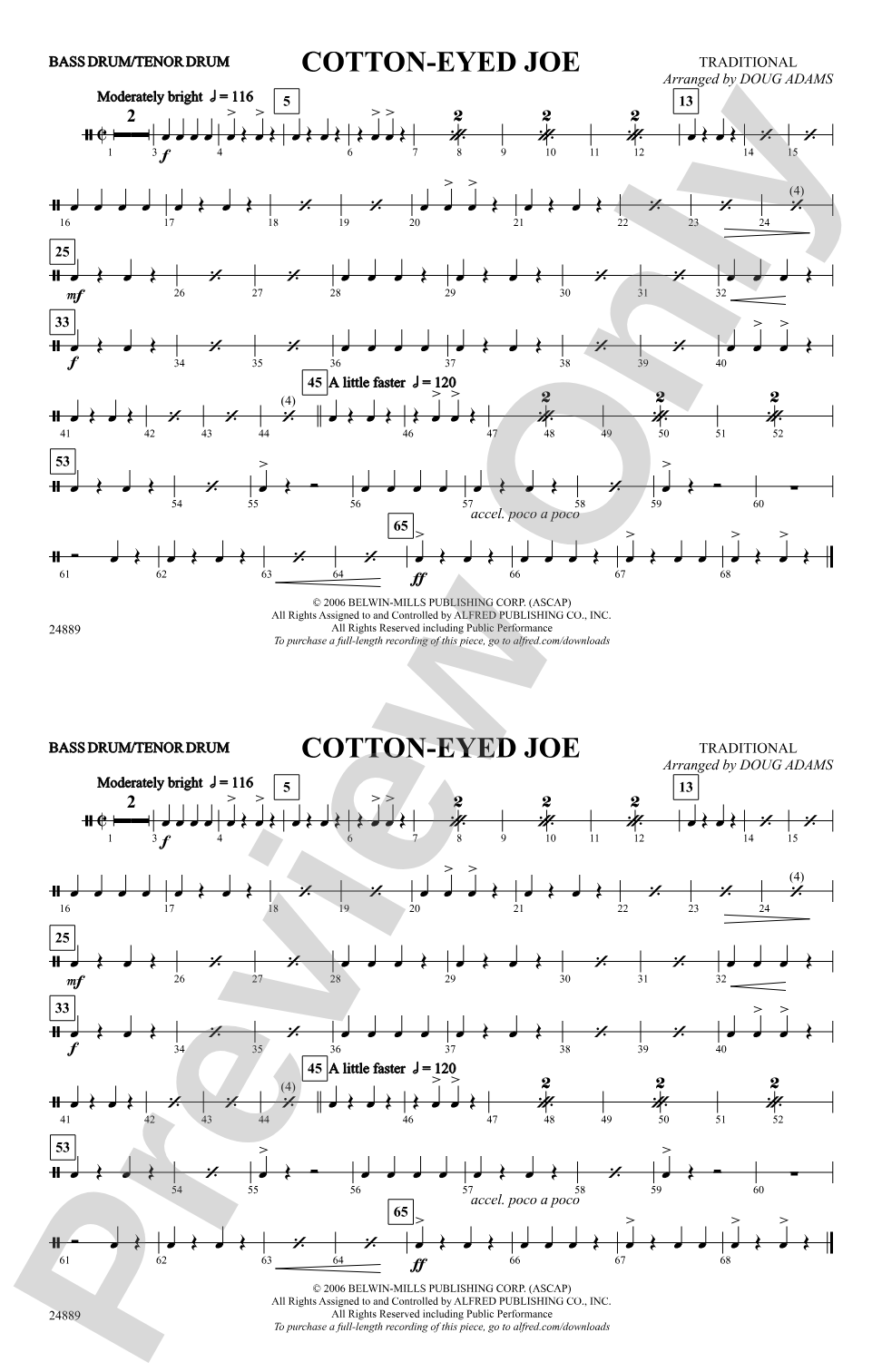 Cotton-Eyed Joe: Bass Drum/Tenor Drum