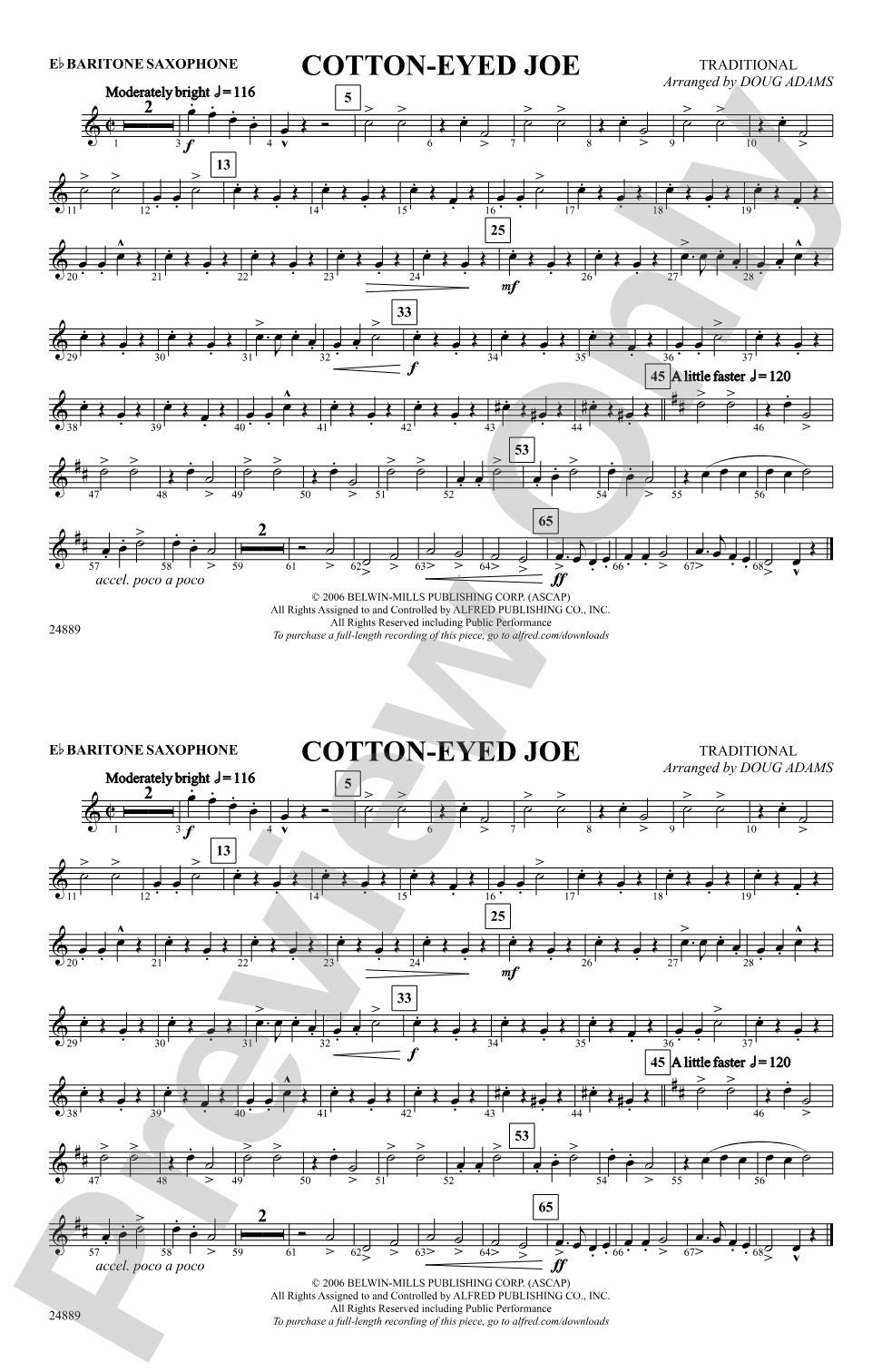 Cotton-Eyed Joe: E-flat Baritone Saxophone