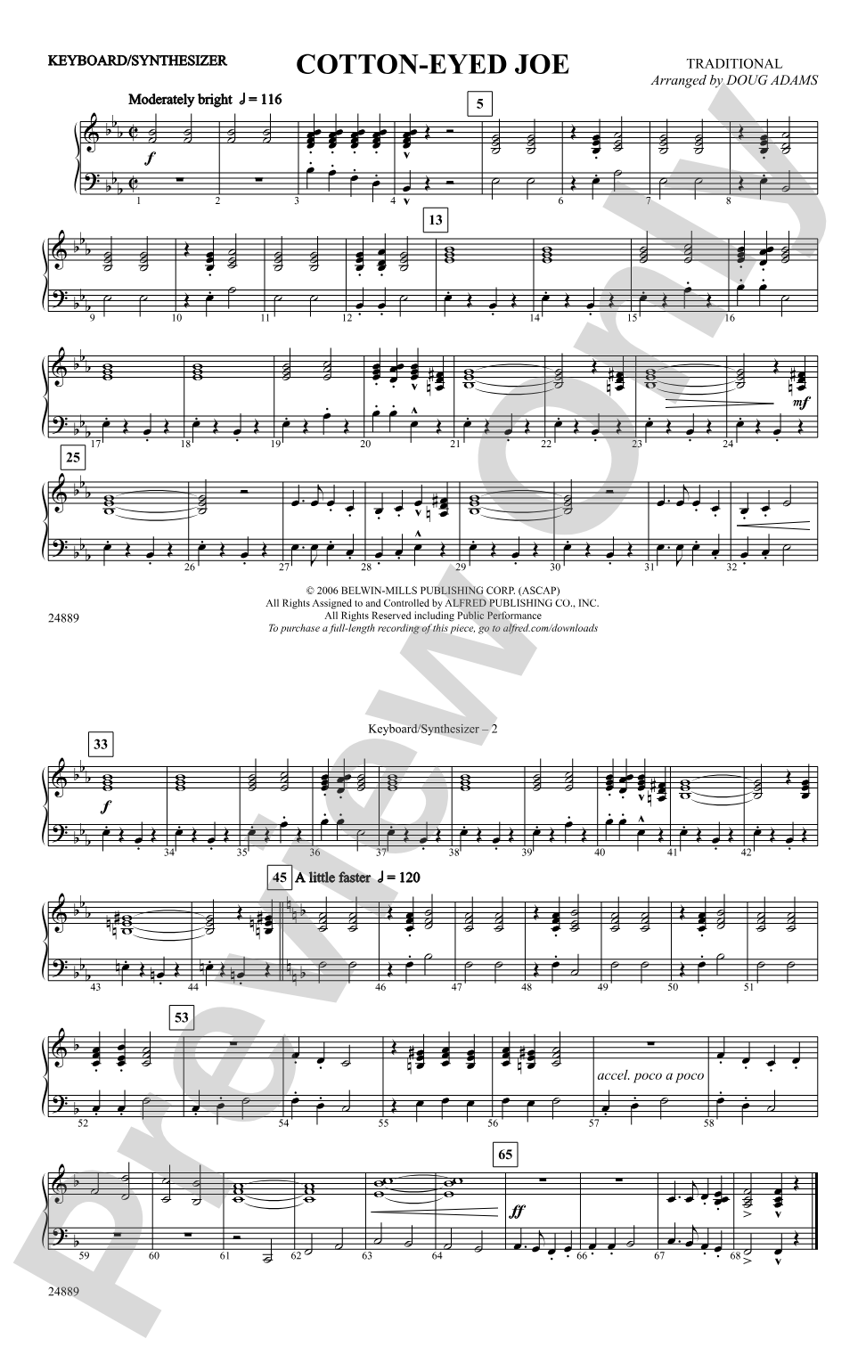 Cotton-Eyed Joe: Keyboard/Synthesizer